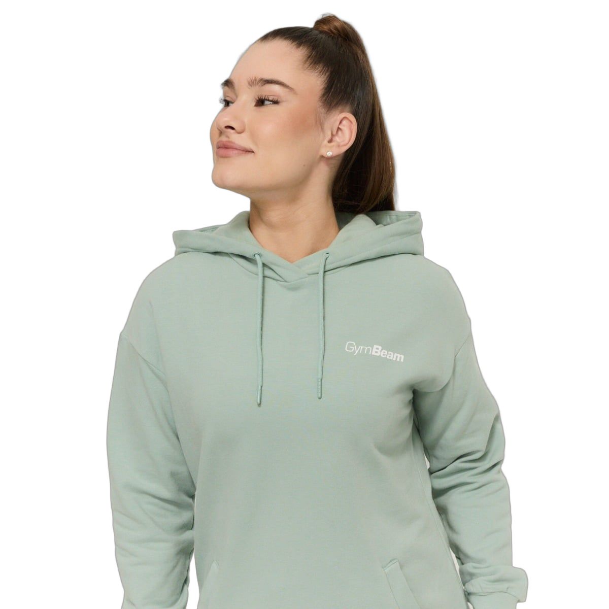 GymBeam Hoodie Damen Longline regular mit Kapuze Eucalypt