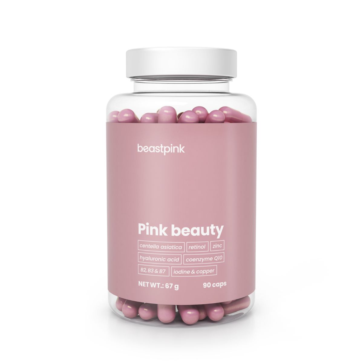 GymBeam Pink Beauty Hyaluronsäure-Vitamin-Komplex Kapseln 90 St