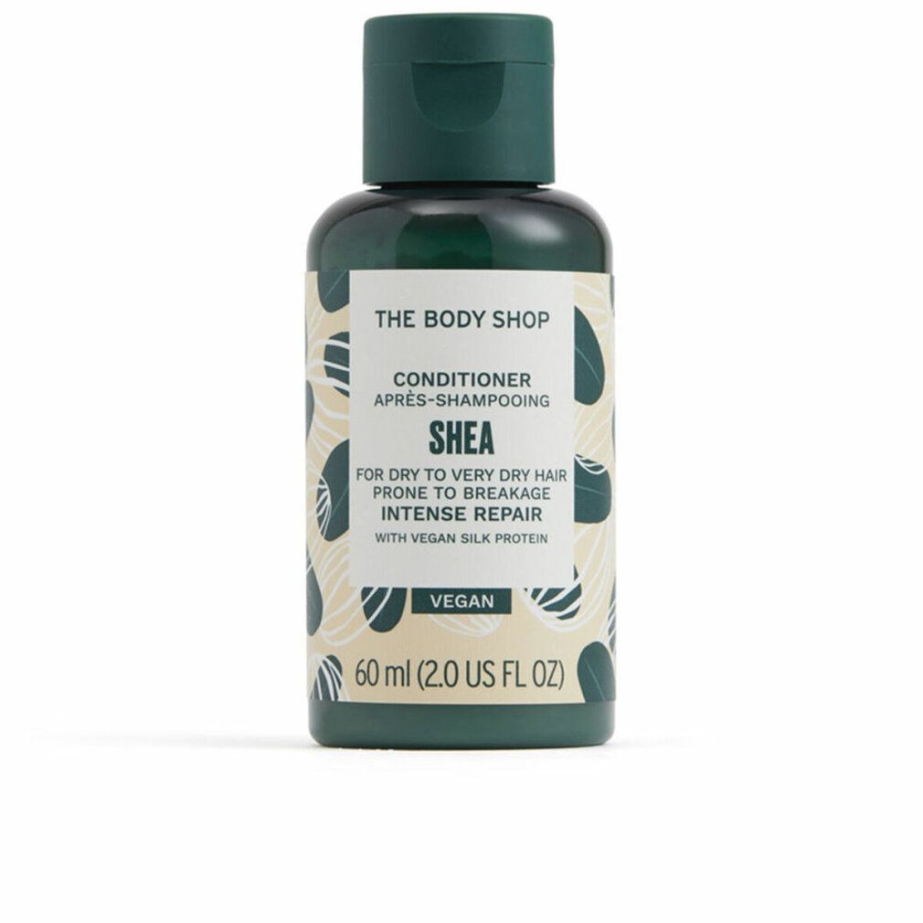 Grüne Flasche 'The Body Shop' Conditioner. 'Shea' für trockenes Haar. Vegan. Mit Deckel.