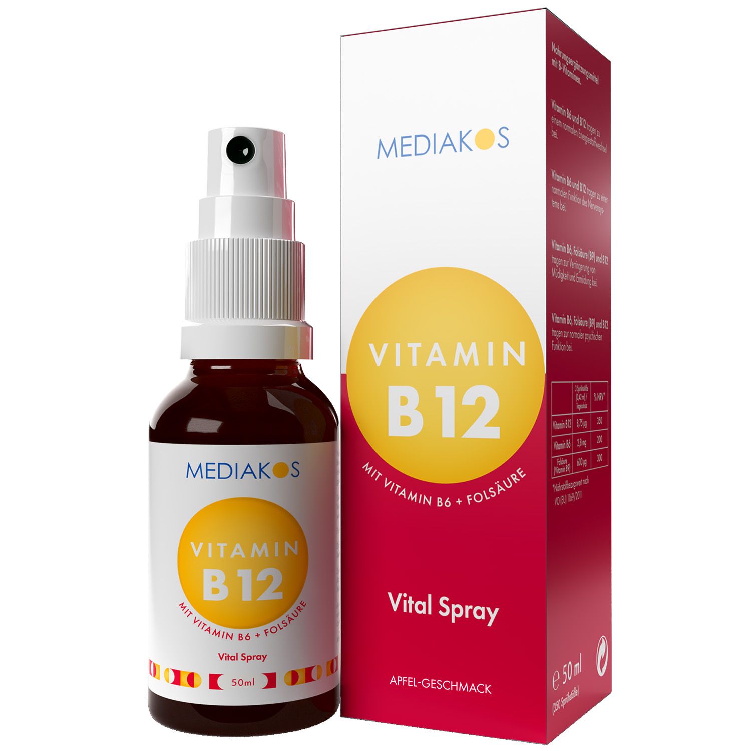 Mediakos® Vitamin B12 + B6 + Folsäure Vital Spray