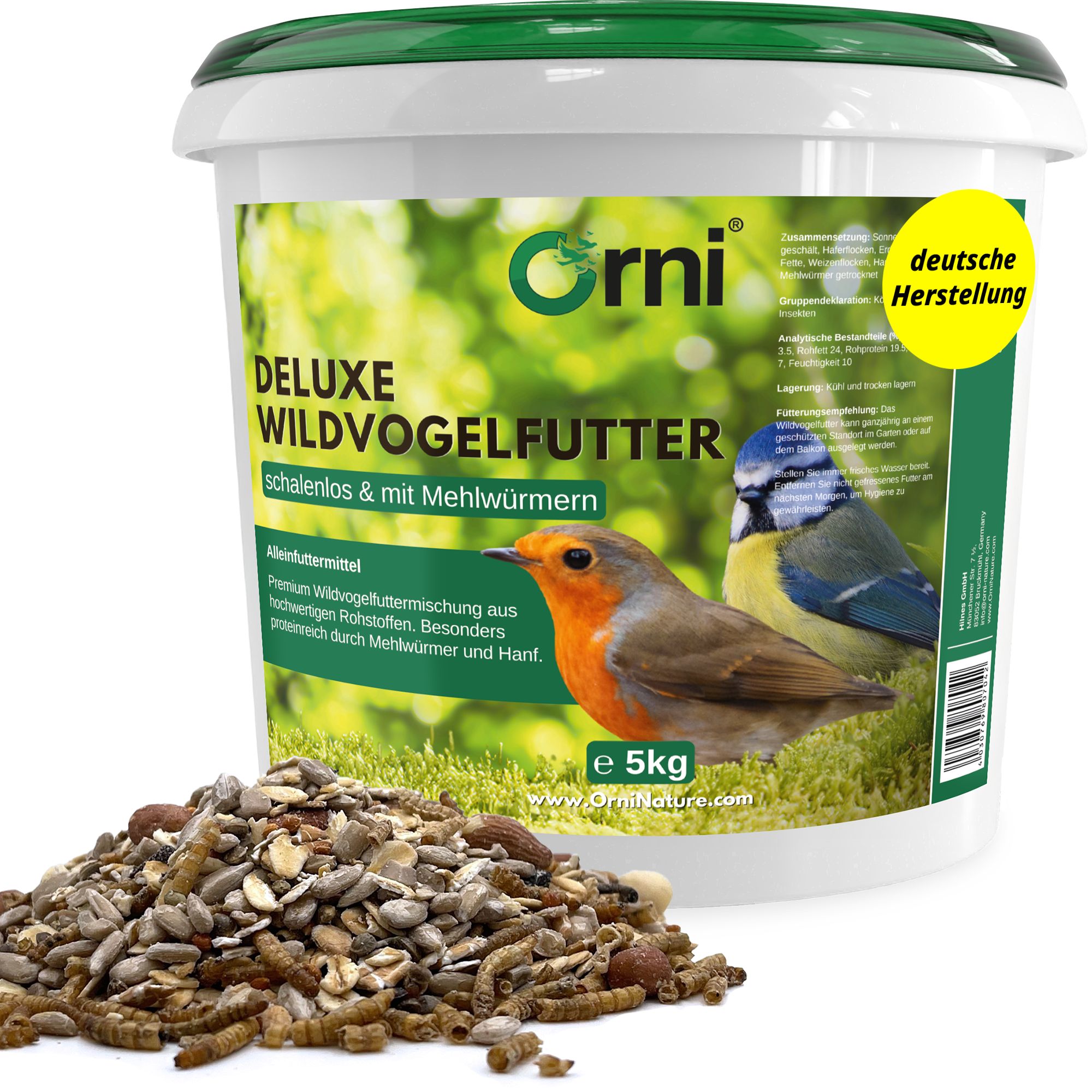 Orni Deluxe Streufutter mit Mehlwürmern für Wildvögel 5 kg