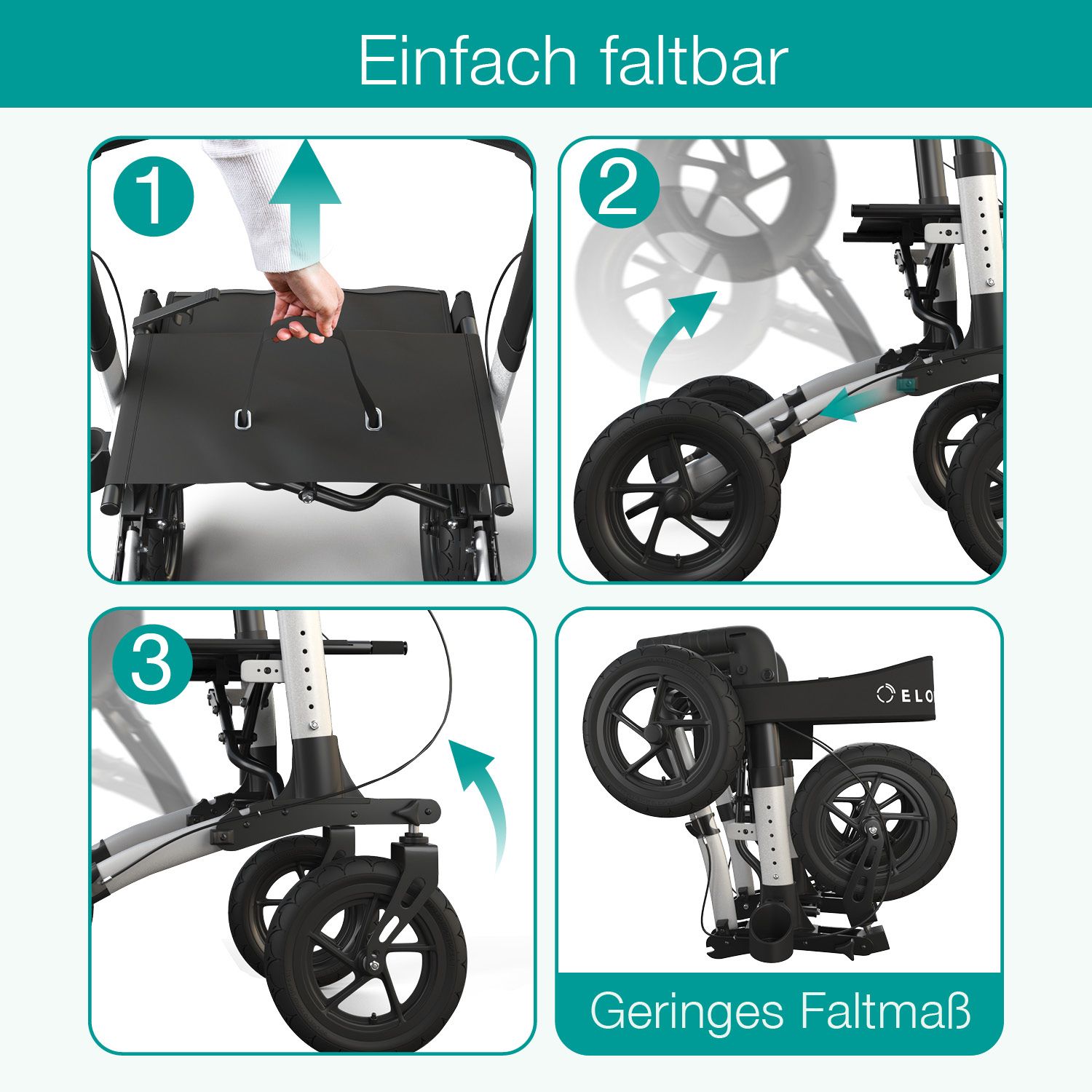ELONEO Outdoor Rollator mit Luftbereifung