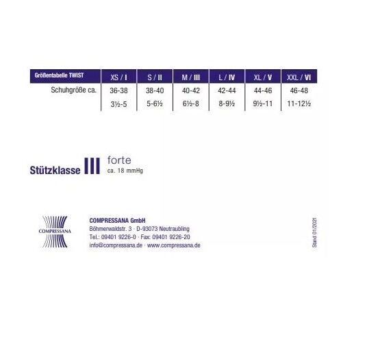 Compressana Twist Kniestrümpfe 44-46 schwarz