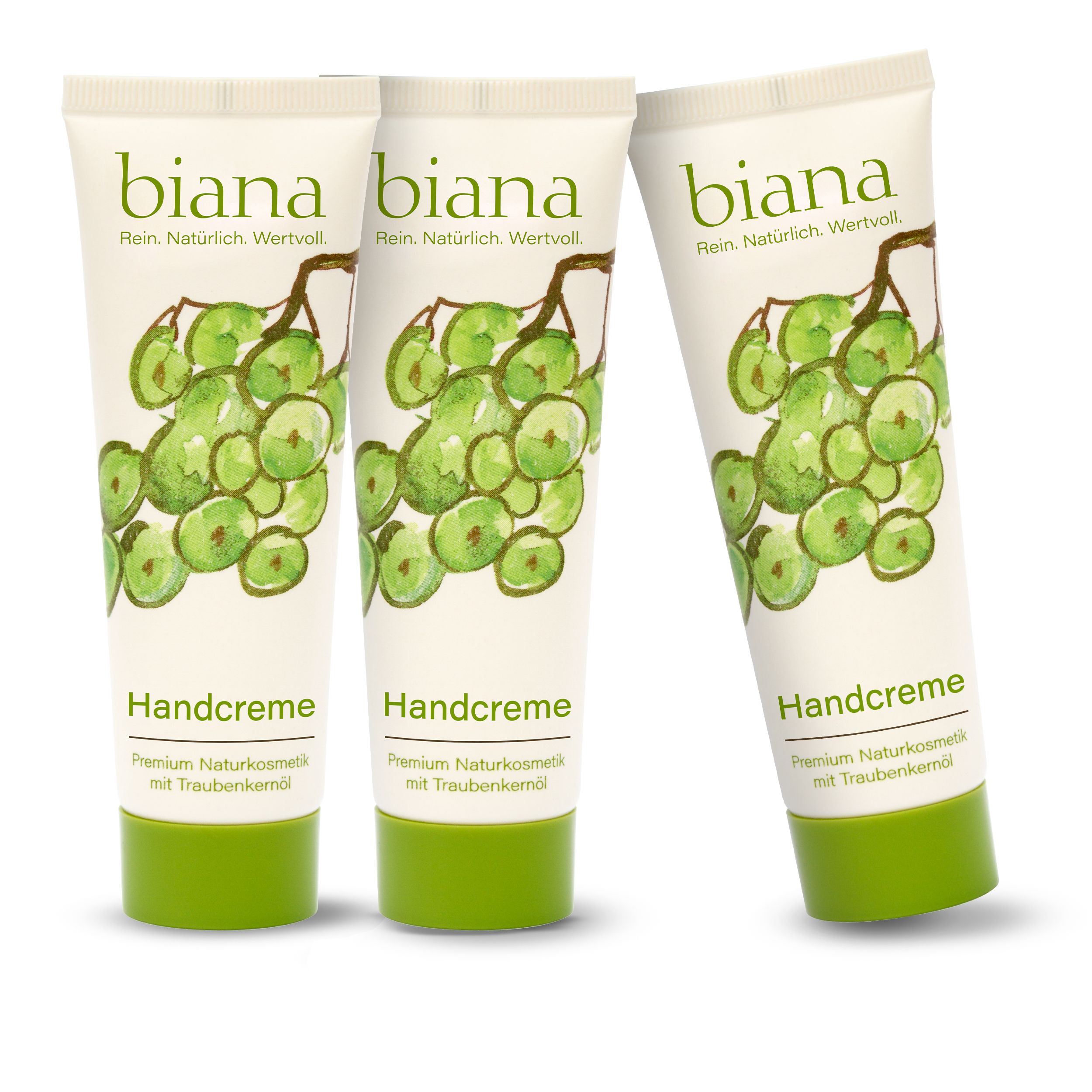 biana Handcreme – Premium Naturkosmetik mit Traubenkernöl 3x50 ml Creme