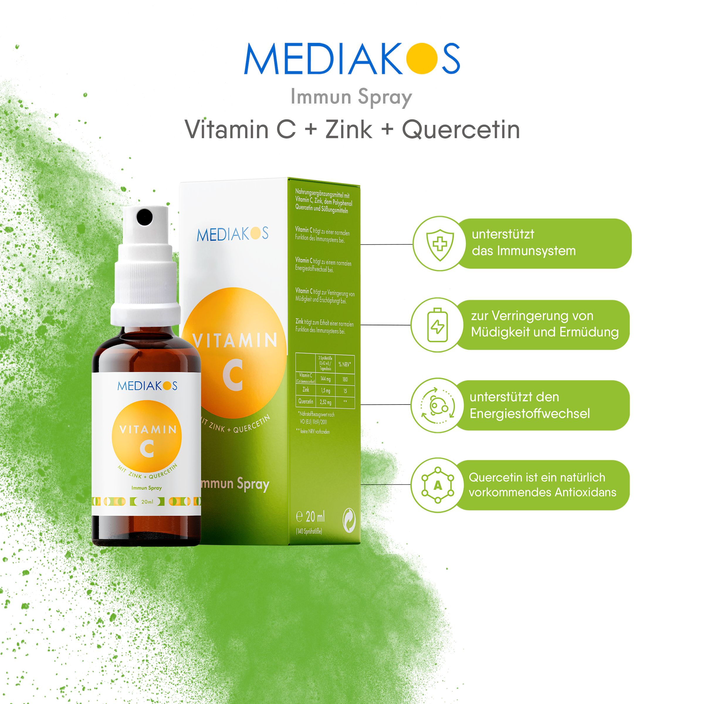 Mediakos® Vitamin C + Zink + Quercetin Immun Spray 1 St Shop Apotheke