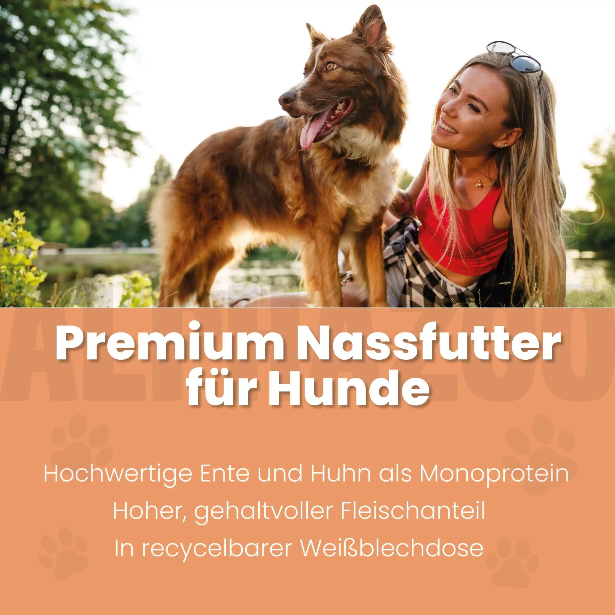 alphazoo Ente + Huhn Welpen Nassfutter für Hunde – Welpenfutter mit Ente und Huhn