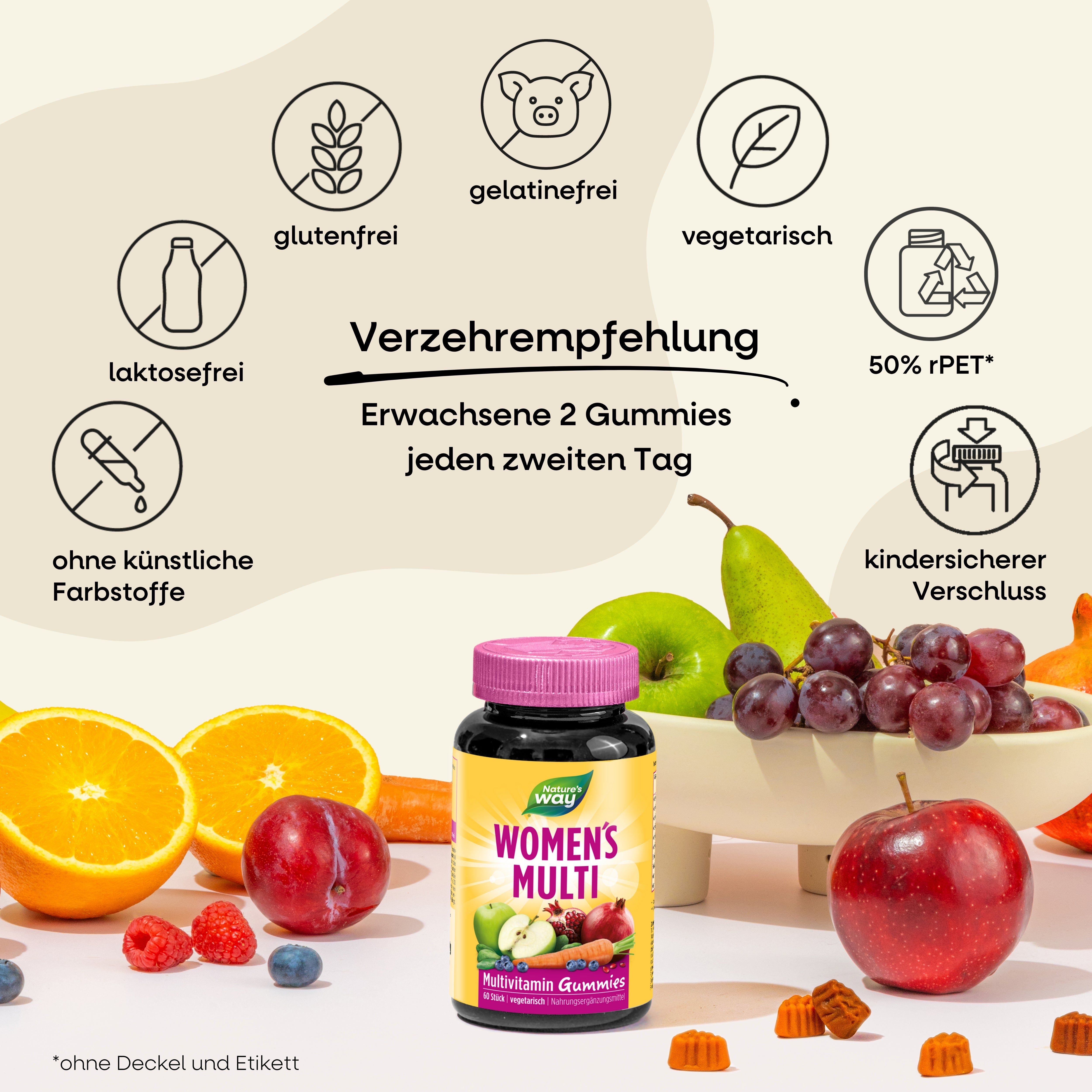 Women's Multi Gummies I A-Z Multivitamin für Frauen I 15 Vitamine & Mineralstoffe I Beeren-Geschm...