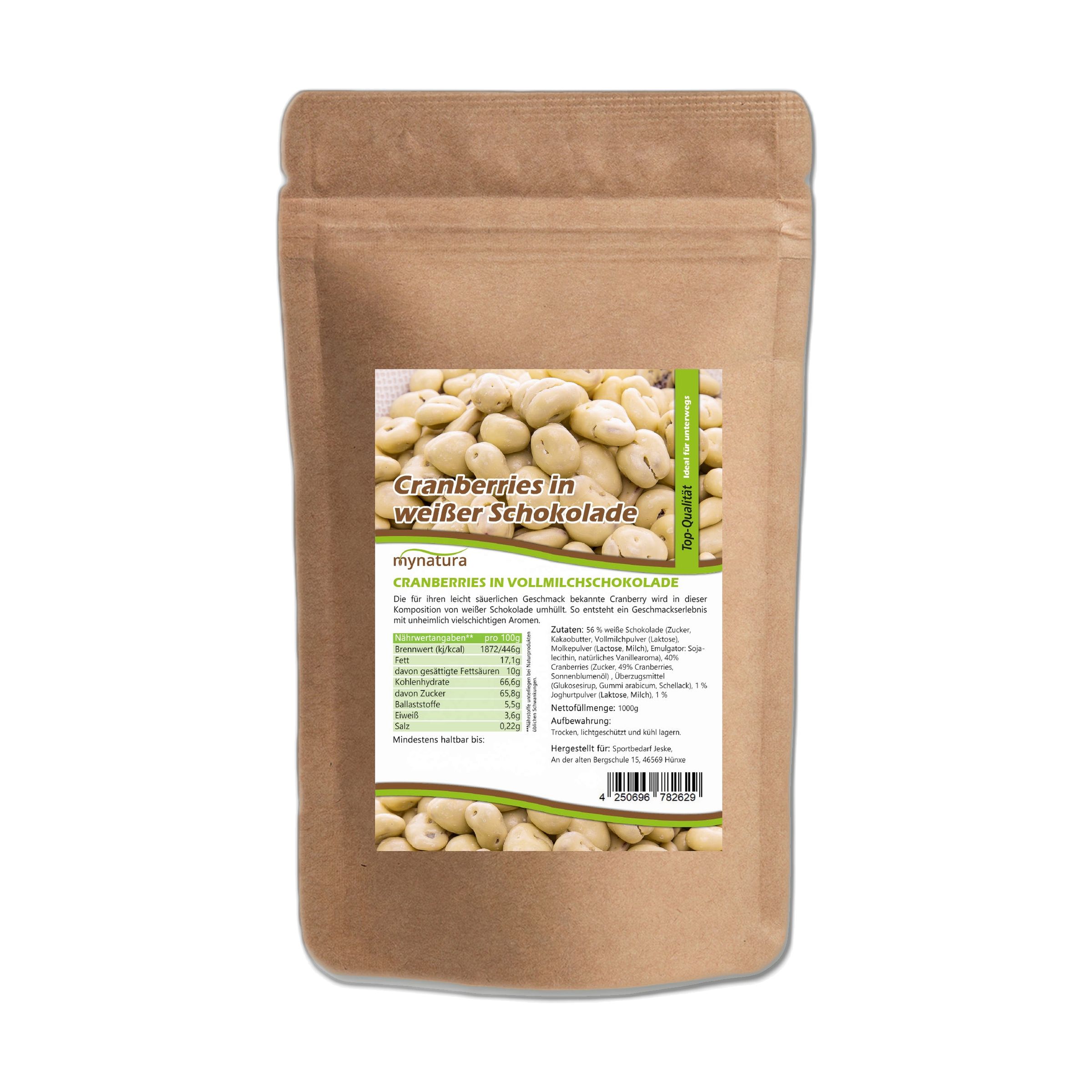 Mynatura Cranberries in weißer Schokolade 1000 g