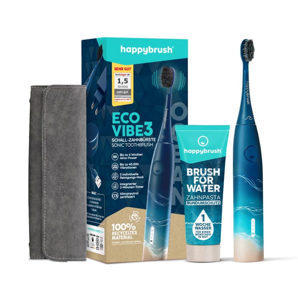 happybrush Schallzahnbürste ECO VIBE 3 Ocean | Set