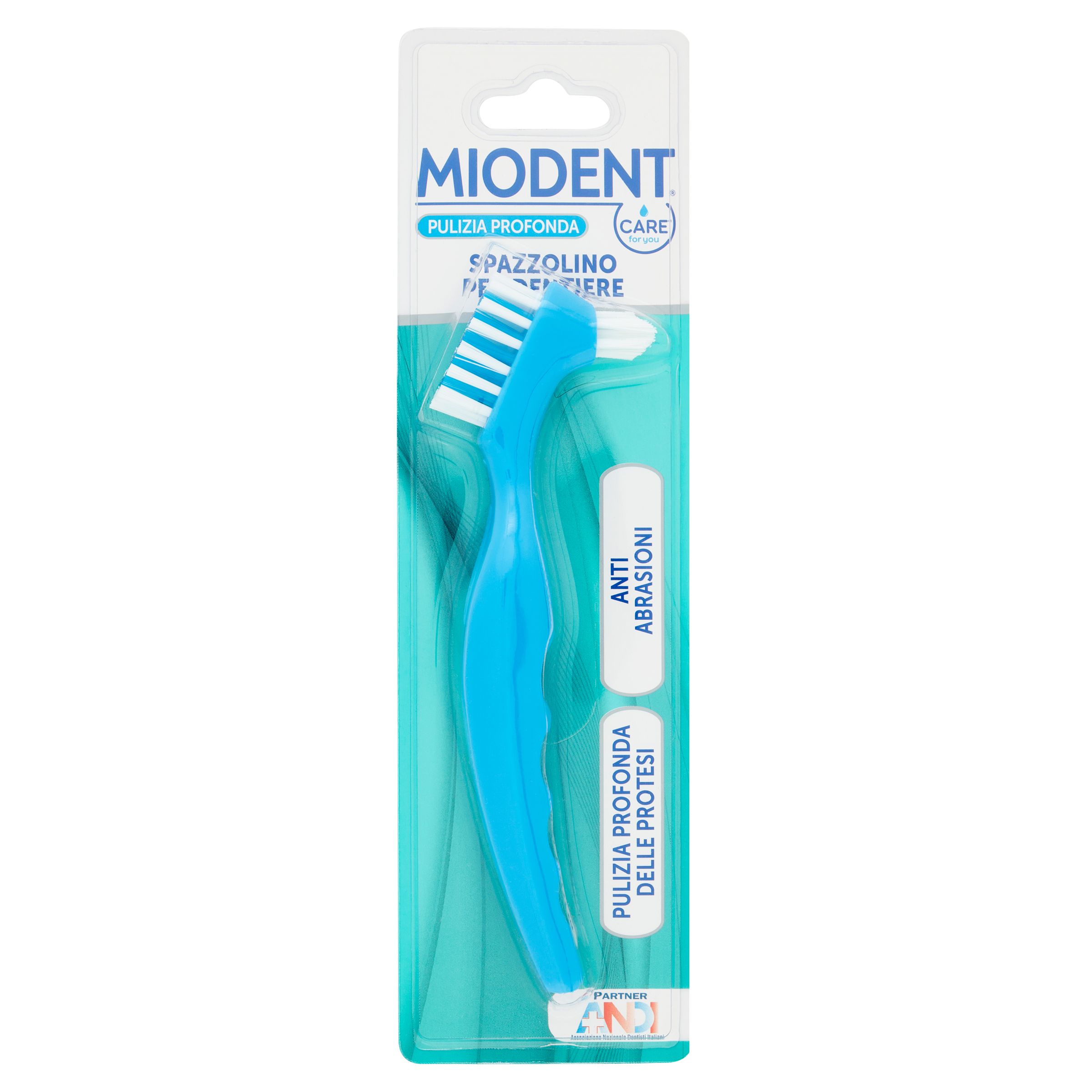 CARE for you MIODENT,Spazzolino per Dentiere,Anti-Abrasioni, Pulizia Profonda delle Protesi, 1 Pezzo