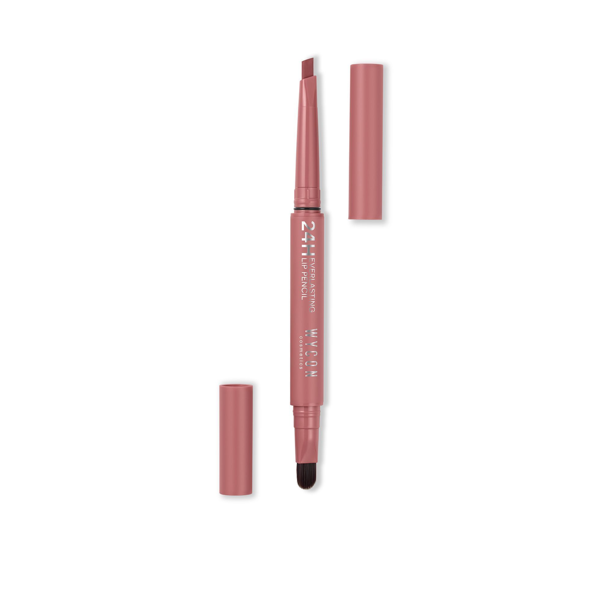 WYCON cosmetics everlasting – 24h matita labbra nude. Matita doppia, cappucci aperti.