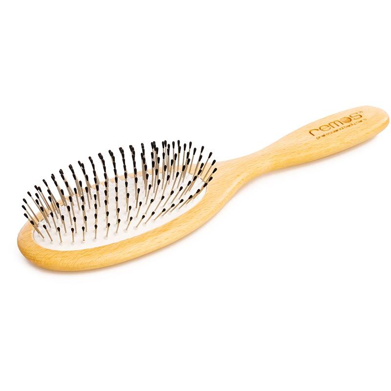 REMOS Haarbürste oval mit Stahlstiften und Noppen, breit