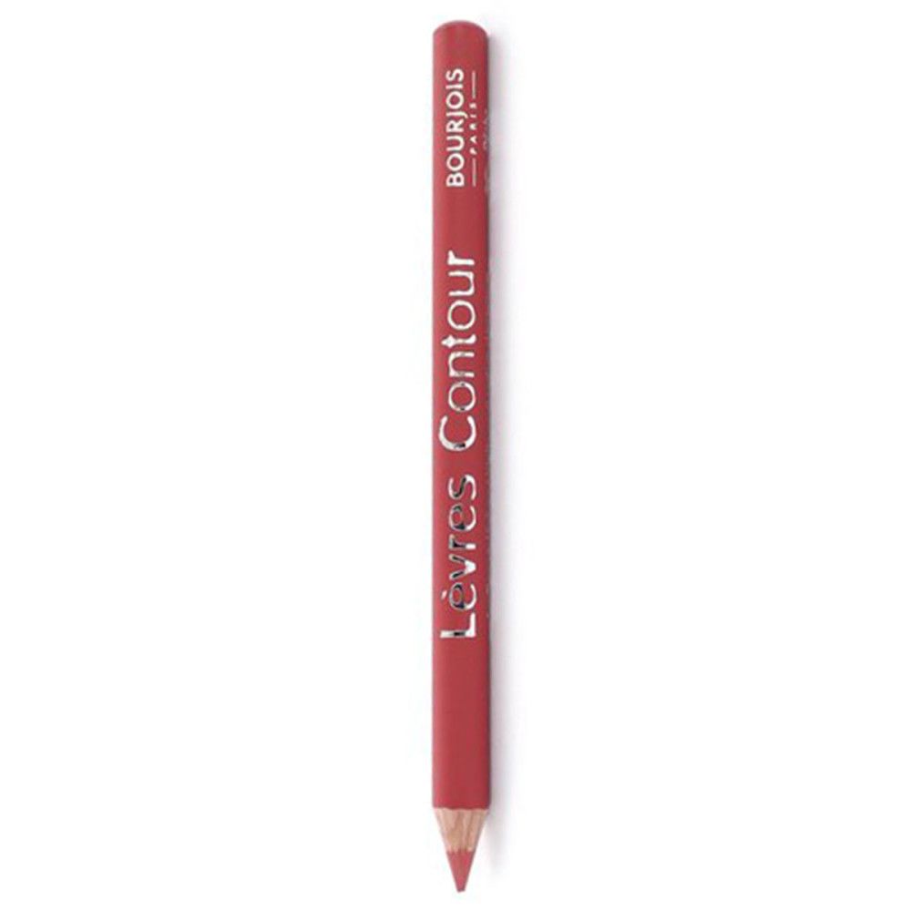 Lippenkonturenstift, rotbraun. Schriftzug: Lèvres Contour, Bourjois Paris. Stiftspitze sichtbar.