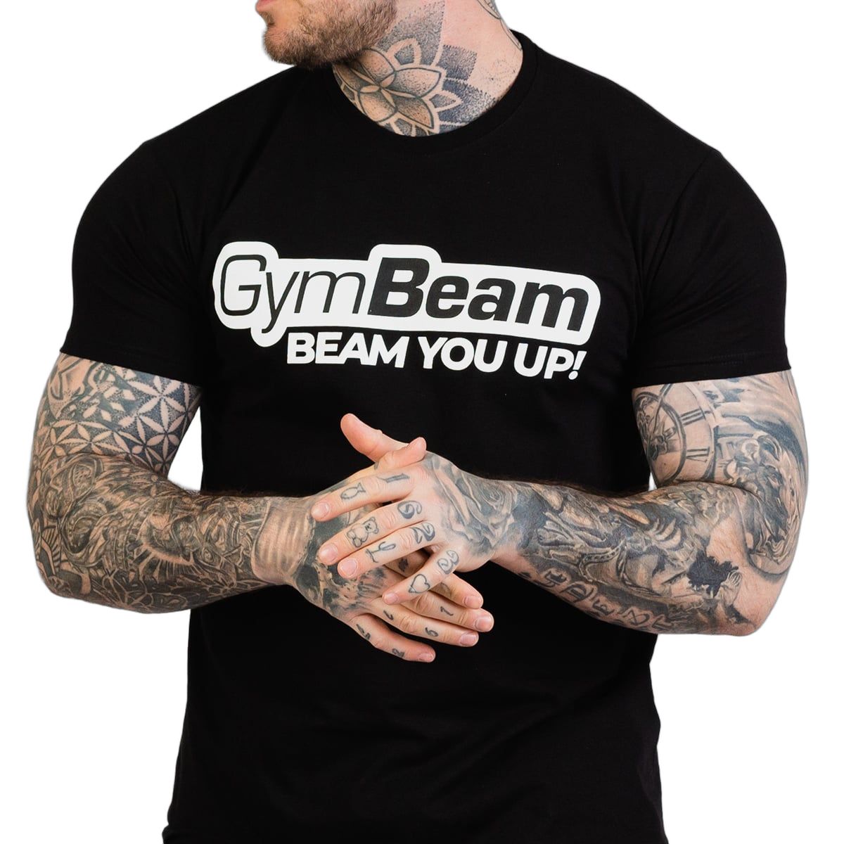 GymBeam Beam T-Shirt Herren Regular Kurzarm Schwarz