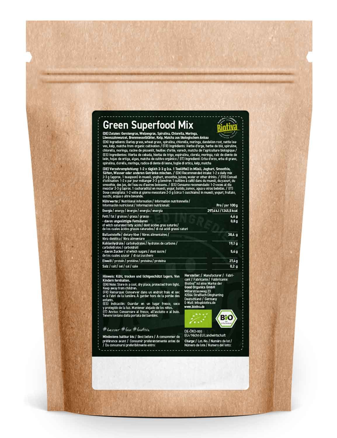 Biotiva Green Superfood Mix Pulver Bio 400 g