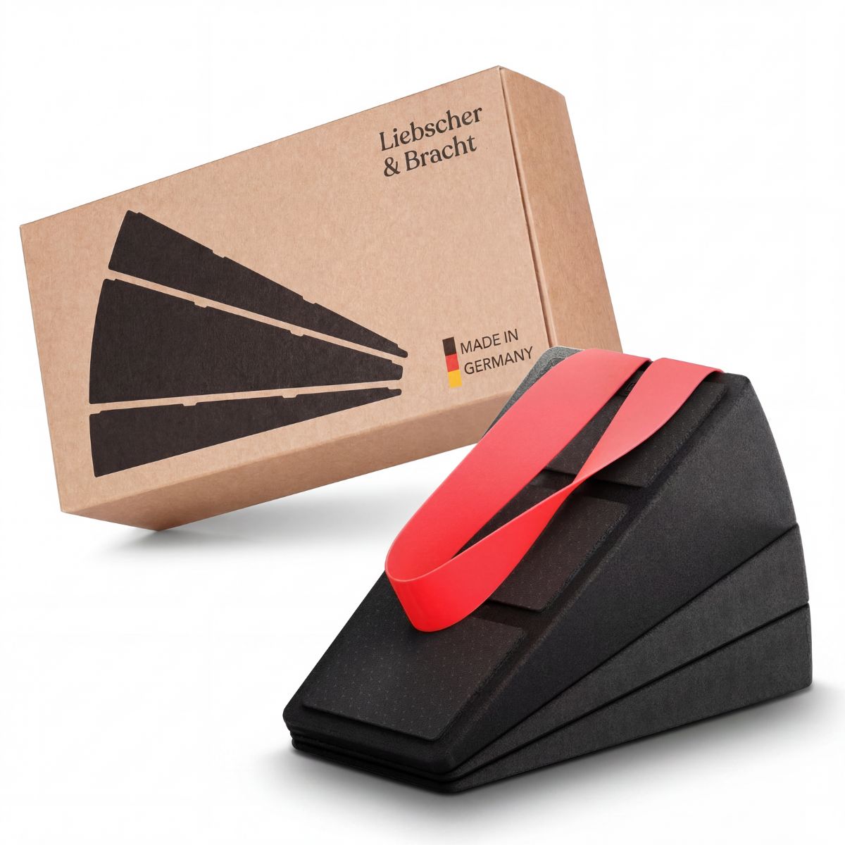 Liebscher & Bracht Knieretter mit Trittschlaufe und Verpackung, Made in Germany.