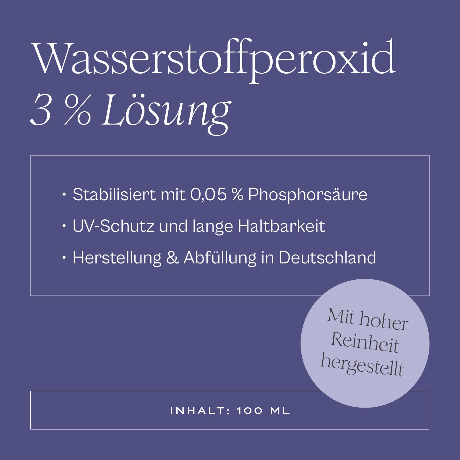 Eunoia Wasserstoffperoxid 3% - mit Pipette - hohe Reinheit