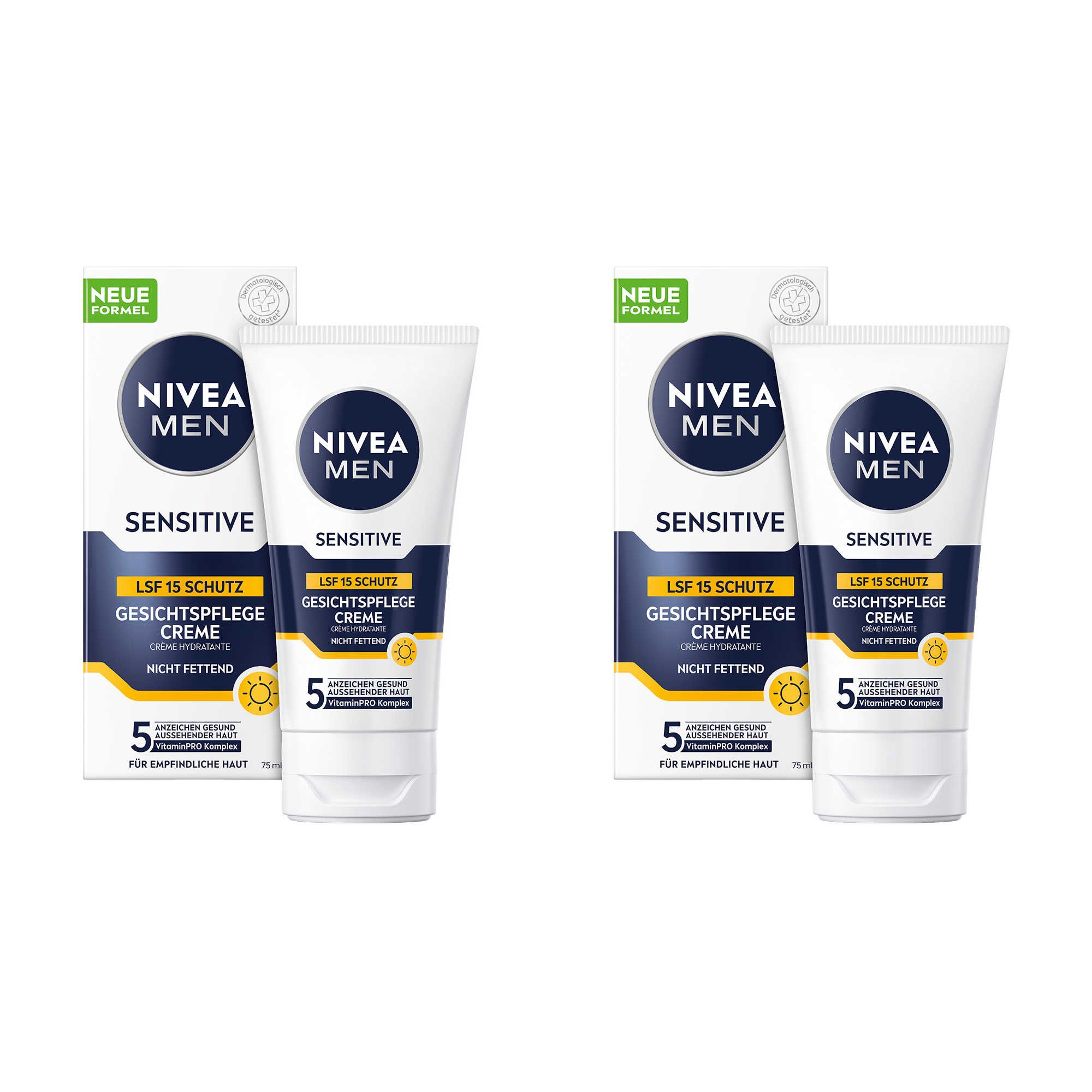 NIVEA MEN sensitive Gesichtspflege Creme Kamillen Sonnenschutz LSF15