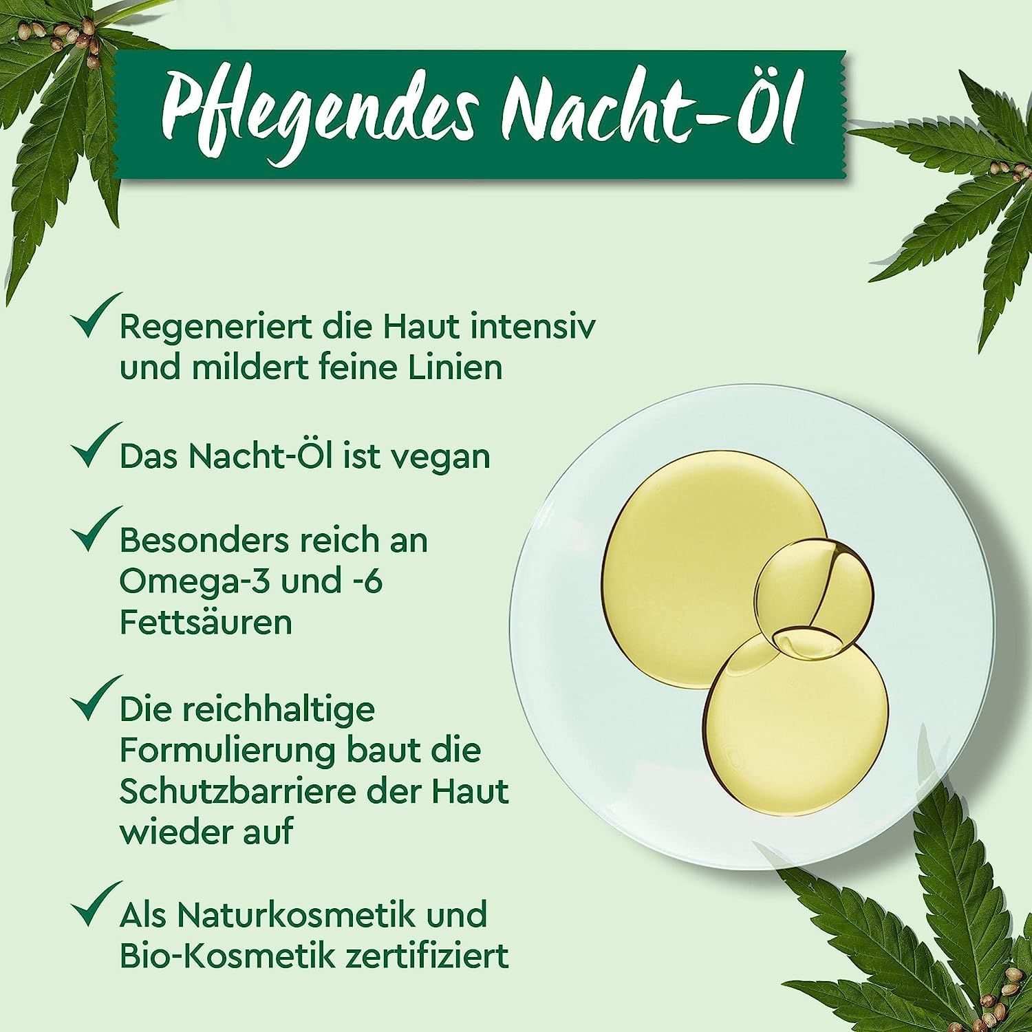 Garnier Bio-Hanf Erholung & Regeneration Nacht-Öl, Vegane Gesichtspflege