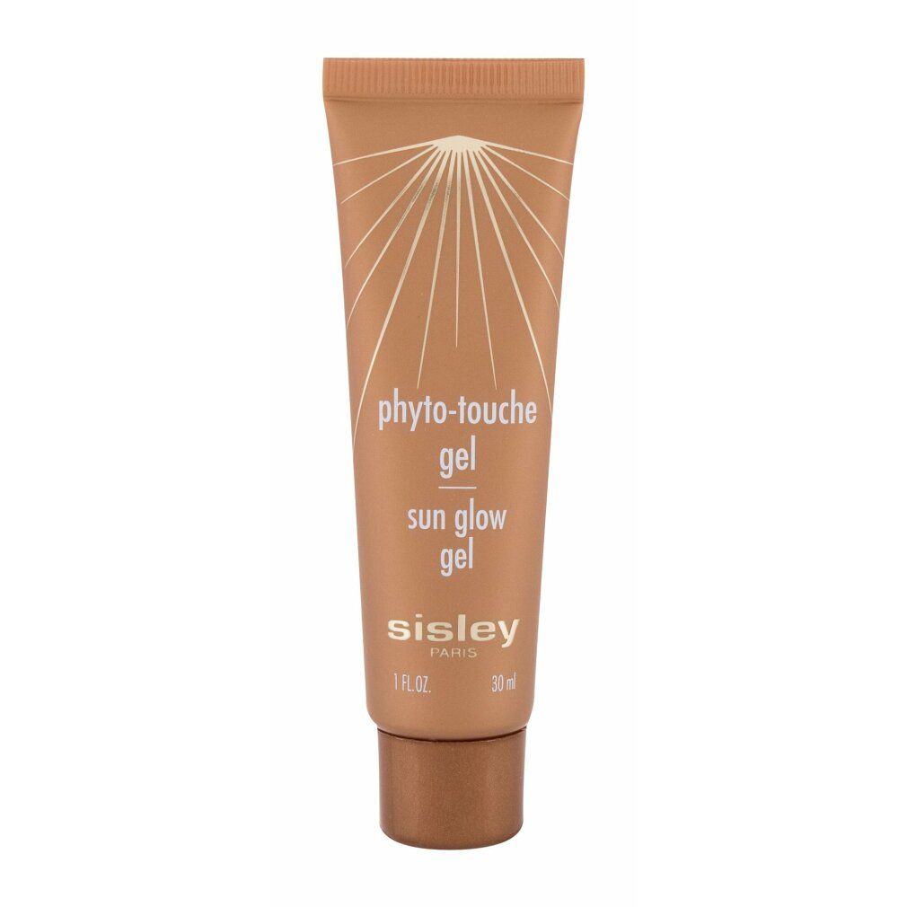 Sisley Phyto-Touche Gel Tube. Braune Tube mit goldenem Strahlenmuster. Produktname und Marke deutlich sichtbar.