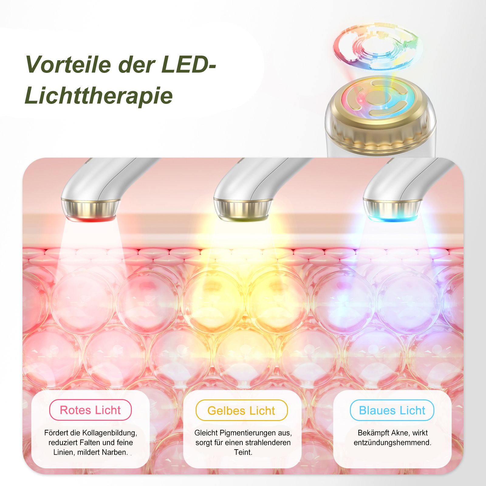 COOL-i 2MHz RF & EMS Gesichtsmassagegerät 6in1 Hautverjüngung mit Ultraschall, Licht & Kühlmodus