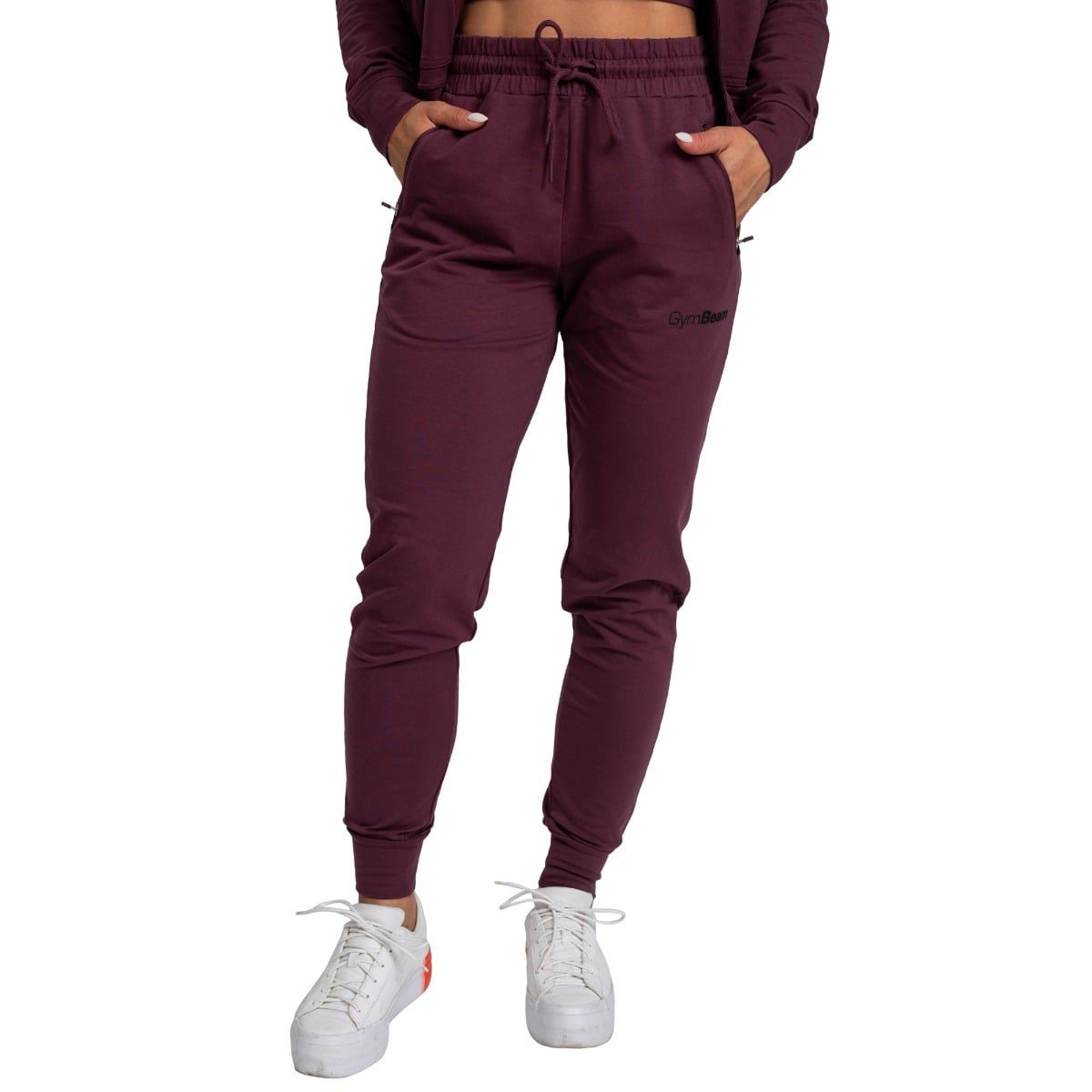 GymBeam Jogginghose Damen regular mit Kordelzug und Reißverschlusstaschen in Eggplant 1 St