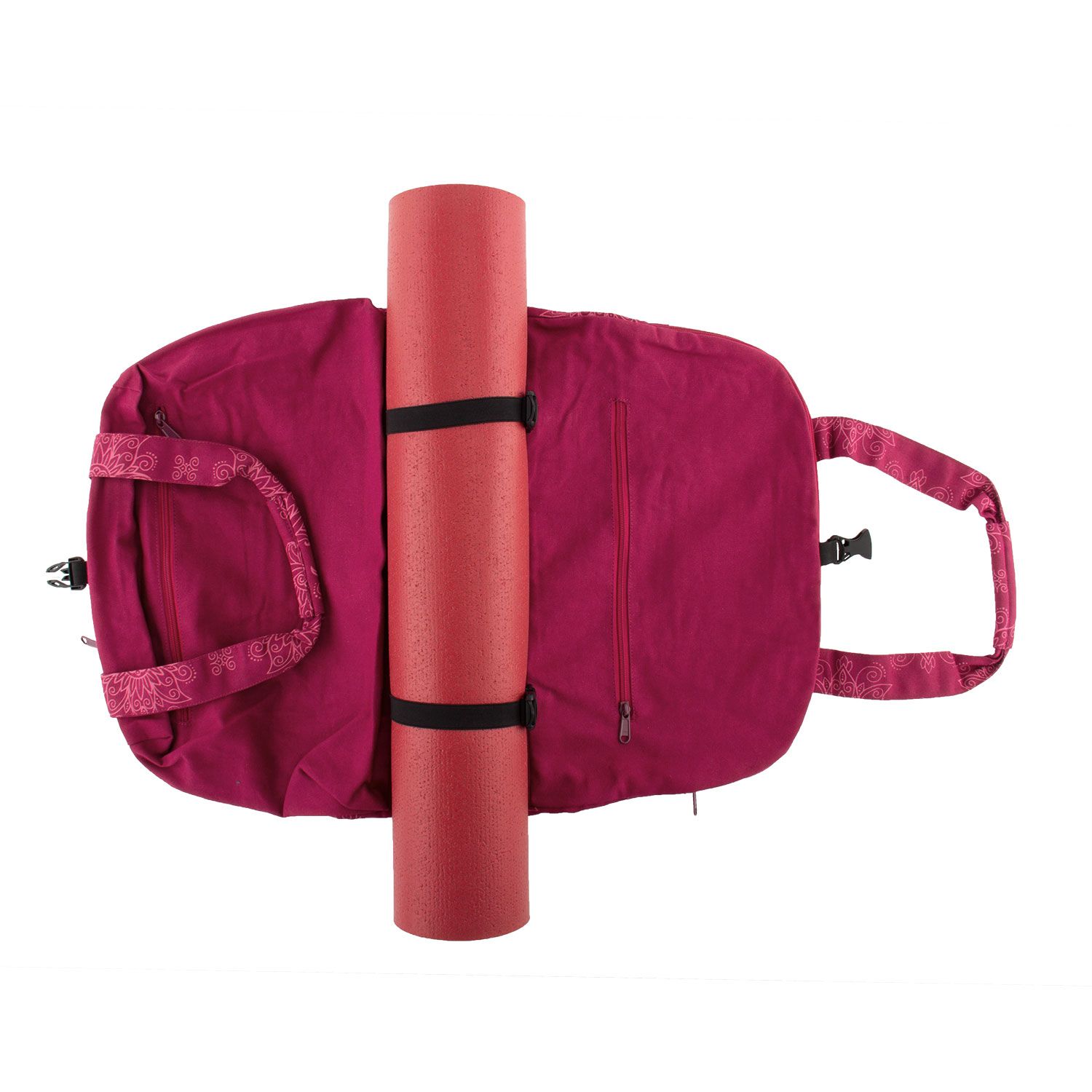 bodhi Maharaja Collection: Gemusterte Yoga Bag NAMASTÉ "Lotus", berry
