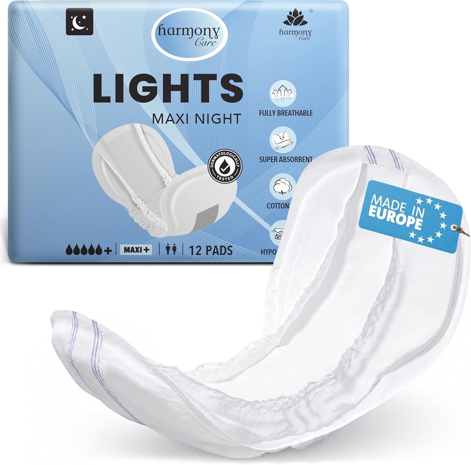 Lights Maxi Night - saugstarke Unisex Inkontinenzeinlagen – diskret & mit Auslaufschutz 12 St Einlagen