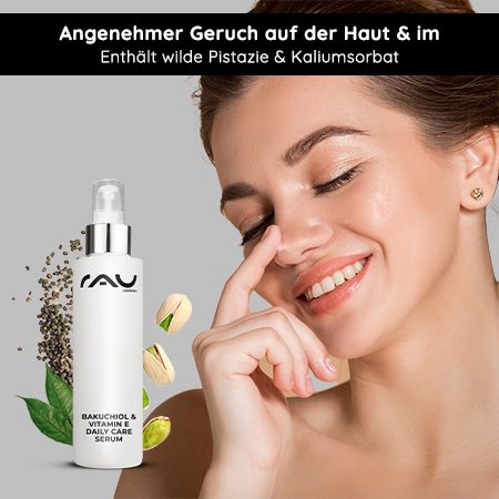 RAU Cosmetics Bakuchiol & Vitamin E Daily Care Serum - Anti-Age Tagespflege Konzentrat mit UV-Schutz