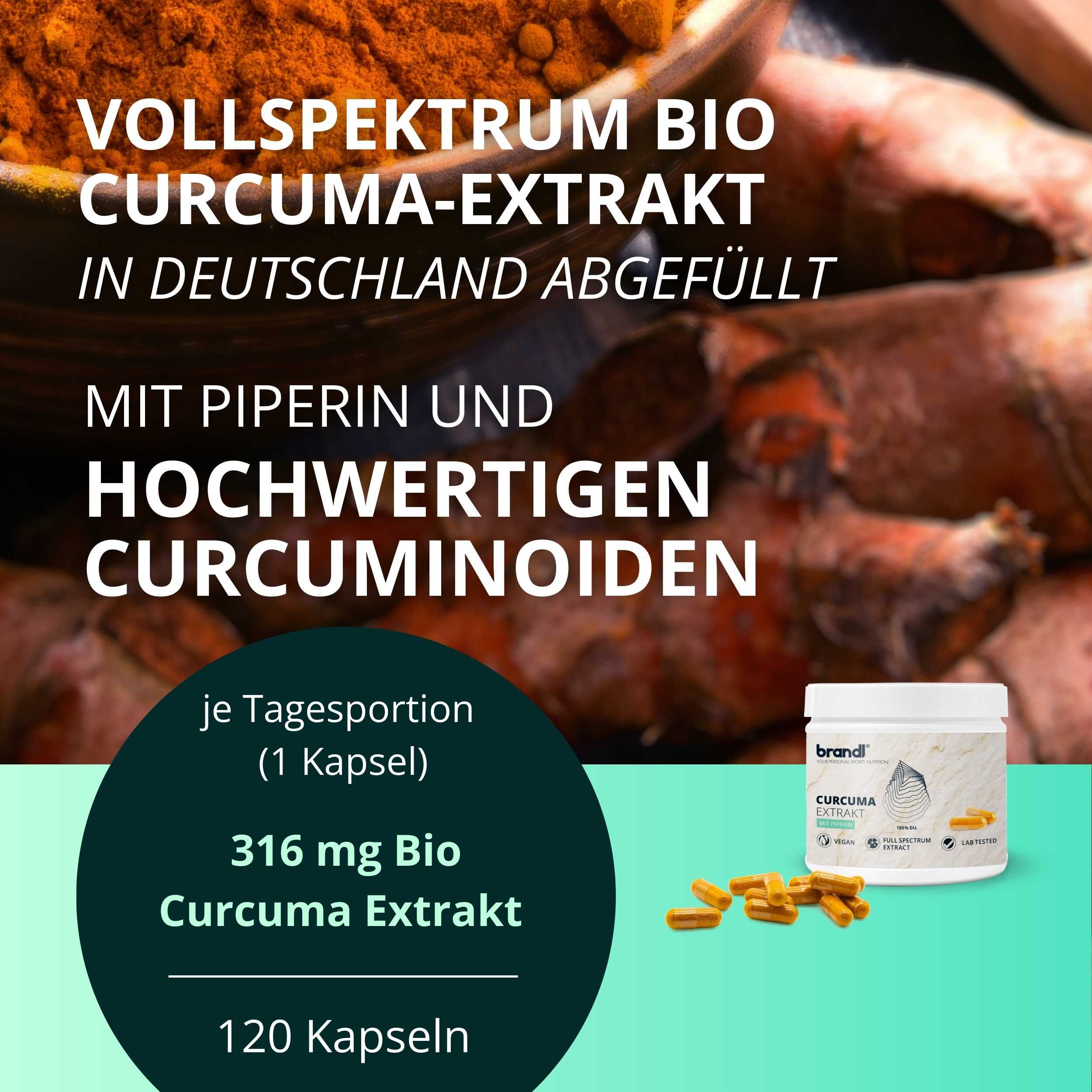 brandl® Curcuma Extrakt mit Curcumin (Curcuminoide) & Piperin 120 St Kapseln