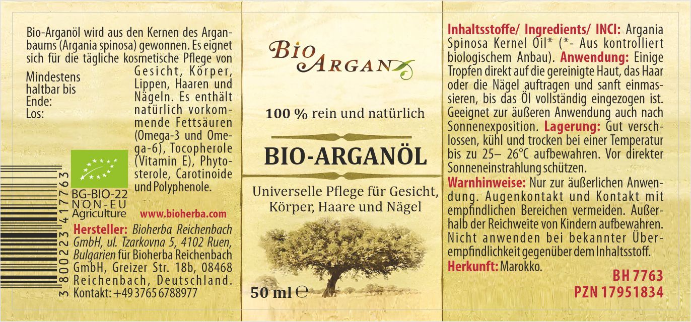 Bio Arganöl Argania Spinosa Kernel Oil 50 ml PZN 17951834