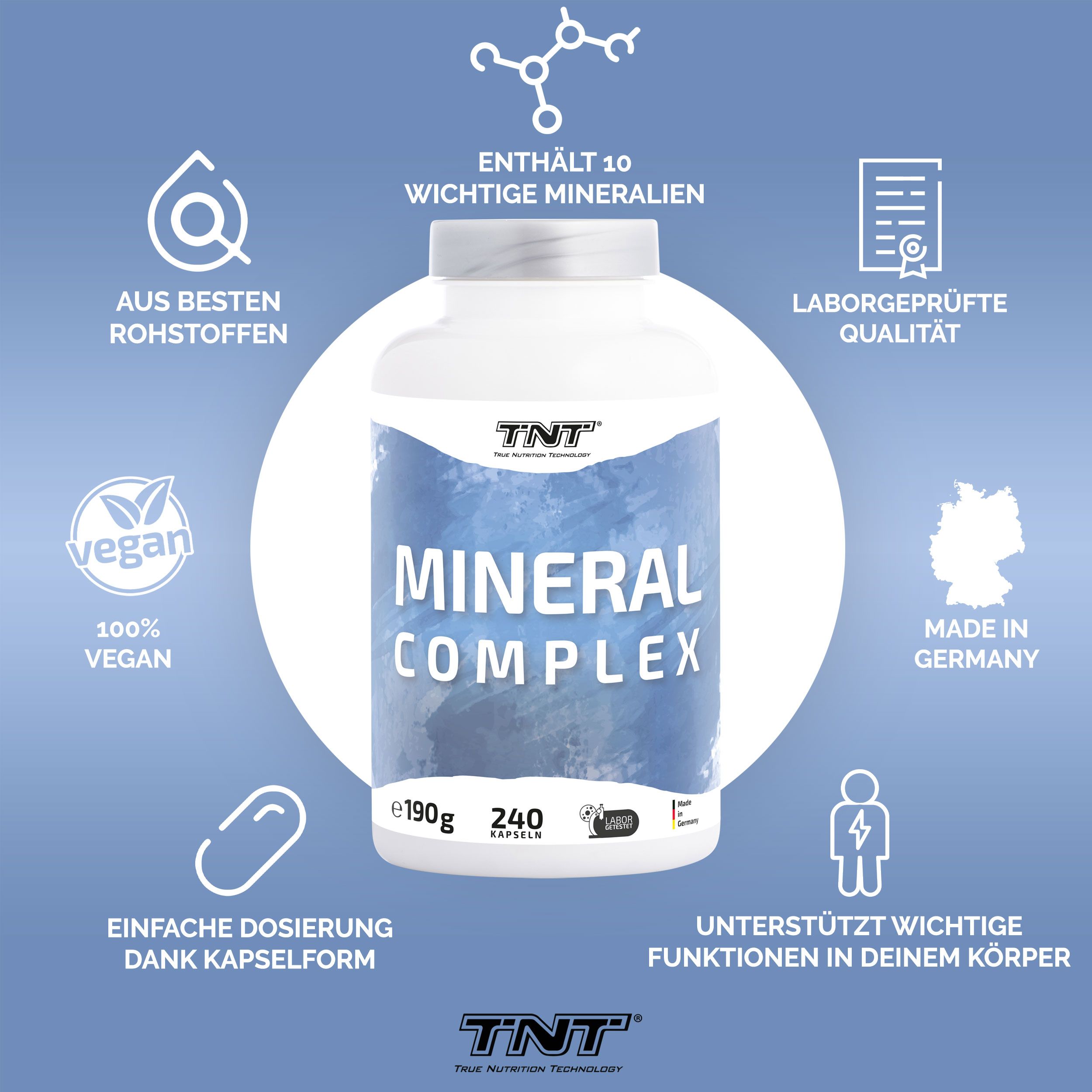 TNT Mineral Complex - 10 wichtige Mineralien 240 St Kapseln