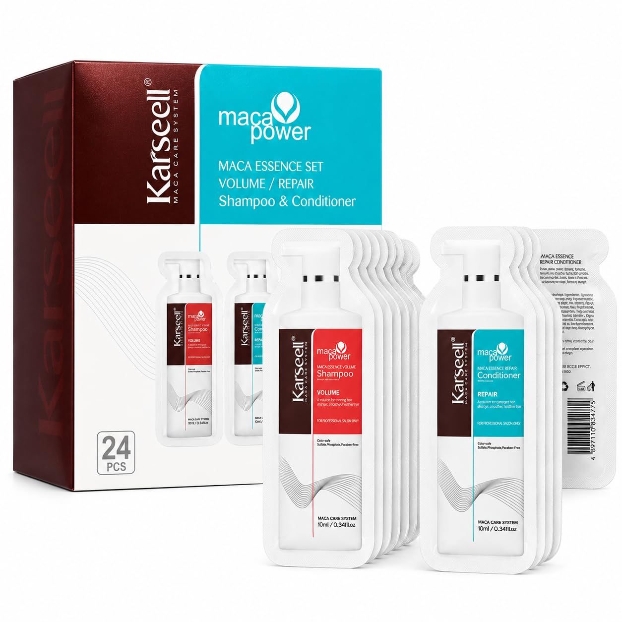 KARSEELL Set 24 Duo Shampoo Volumizzante + Balsamo Riparatore Volume Idratazione Riparazione