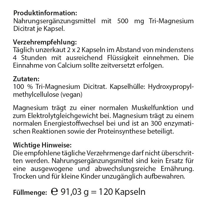 AlpenPower Magnesium Dicitrat 91 g Kapseln