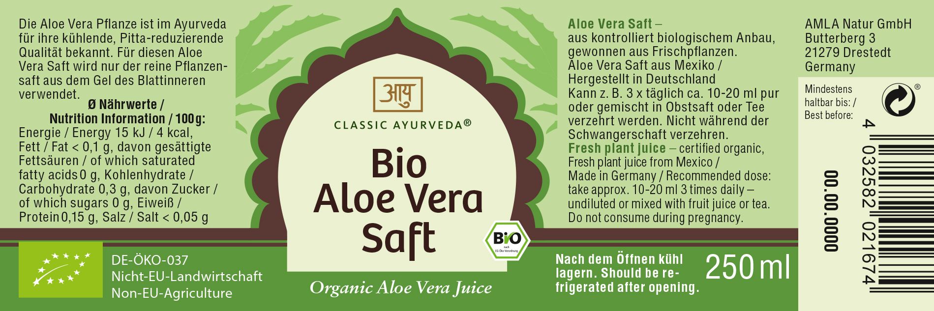 Classic Ayurveda - Aloe Vera Saft 250 ml