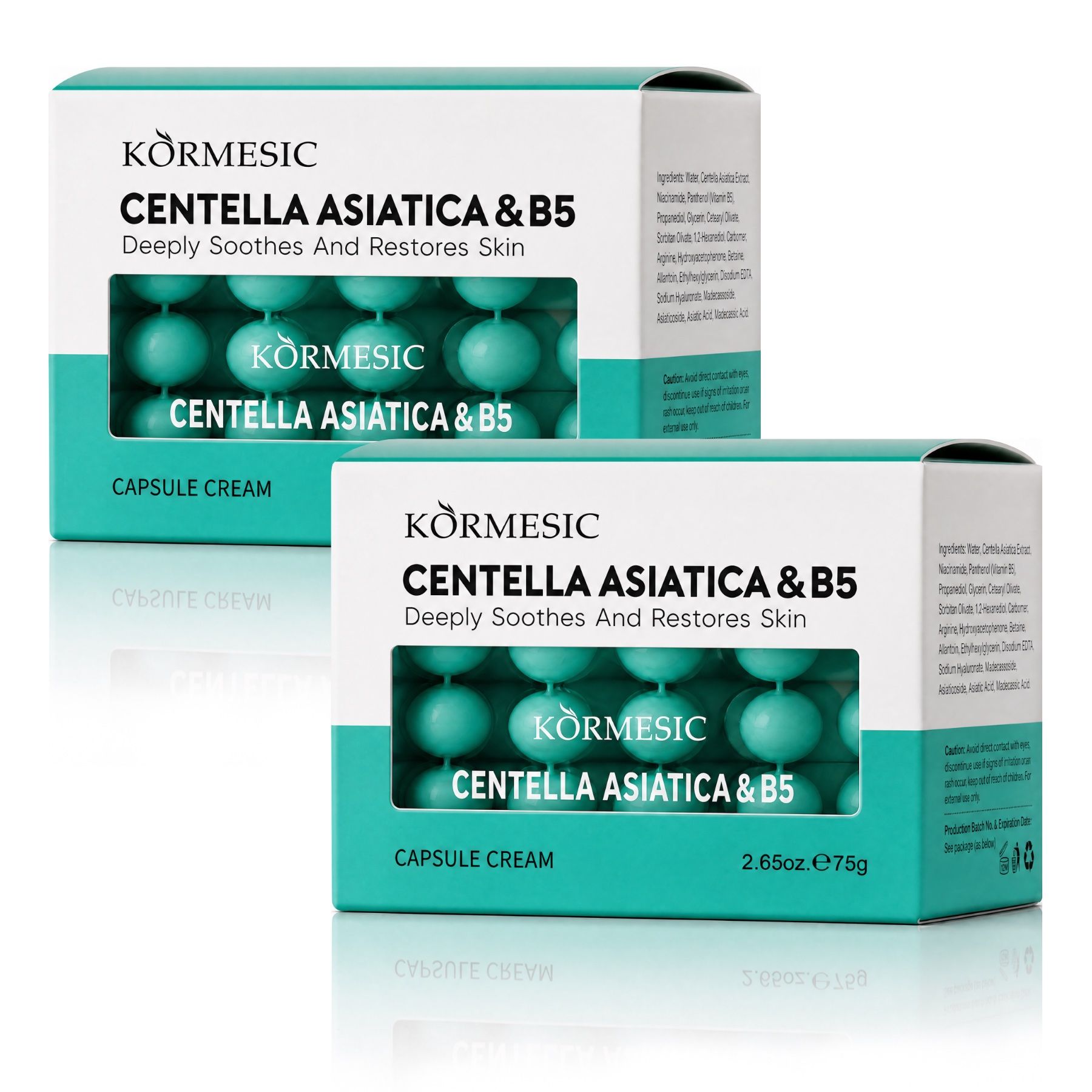 Crema viso KORMESIC in capsule con Centella Asiatica e Vitamina B5 – Azione lenitiva