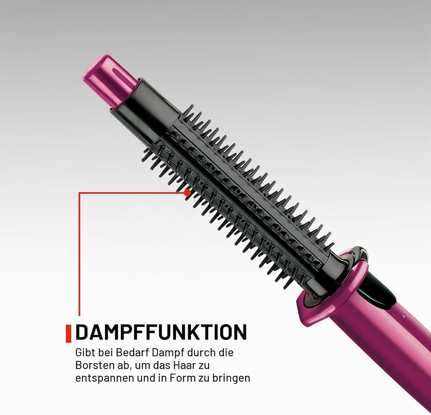 Lila Dampf-Rundbürste mit Dampffunktion.