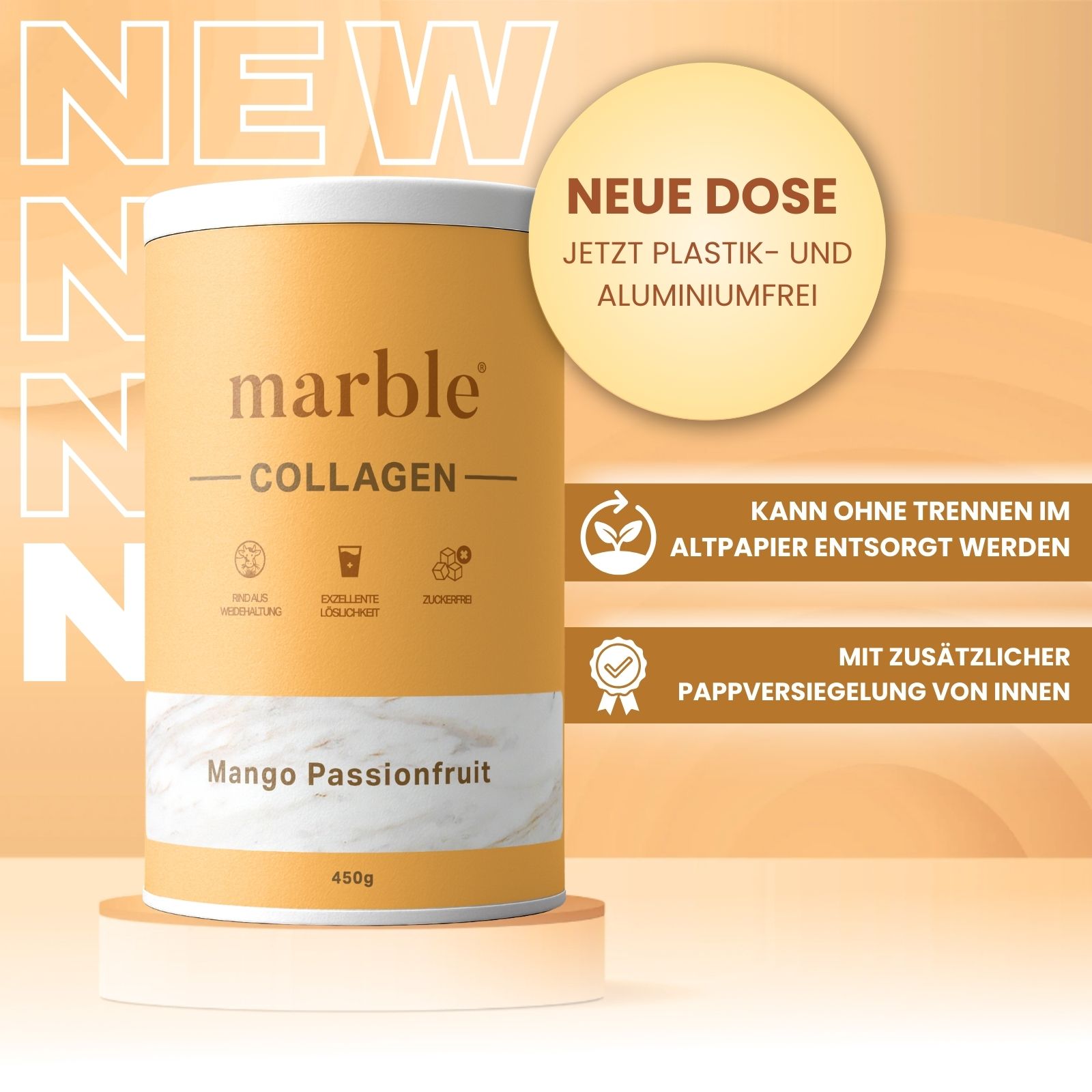 marble© Collagen – Mango Passionfruit | Kollagenpeptide mit natürlichem Aroma | Sparset
