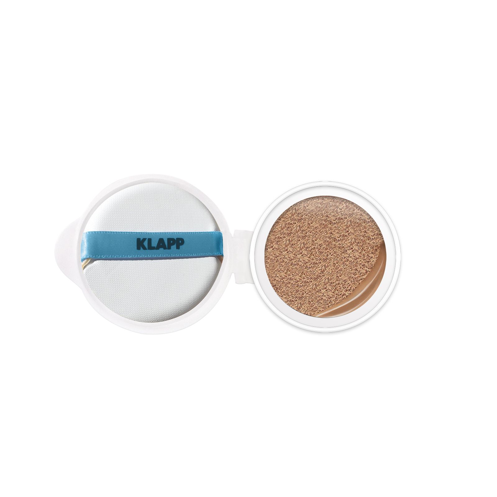 Offener KLAPP Hyaluronic Colour & Care Cushion Foundation Refill mit Applikator.