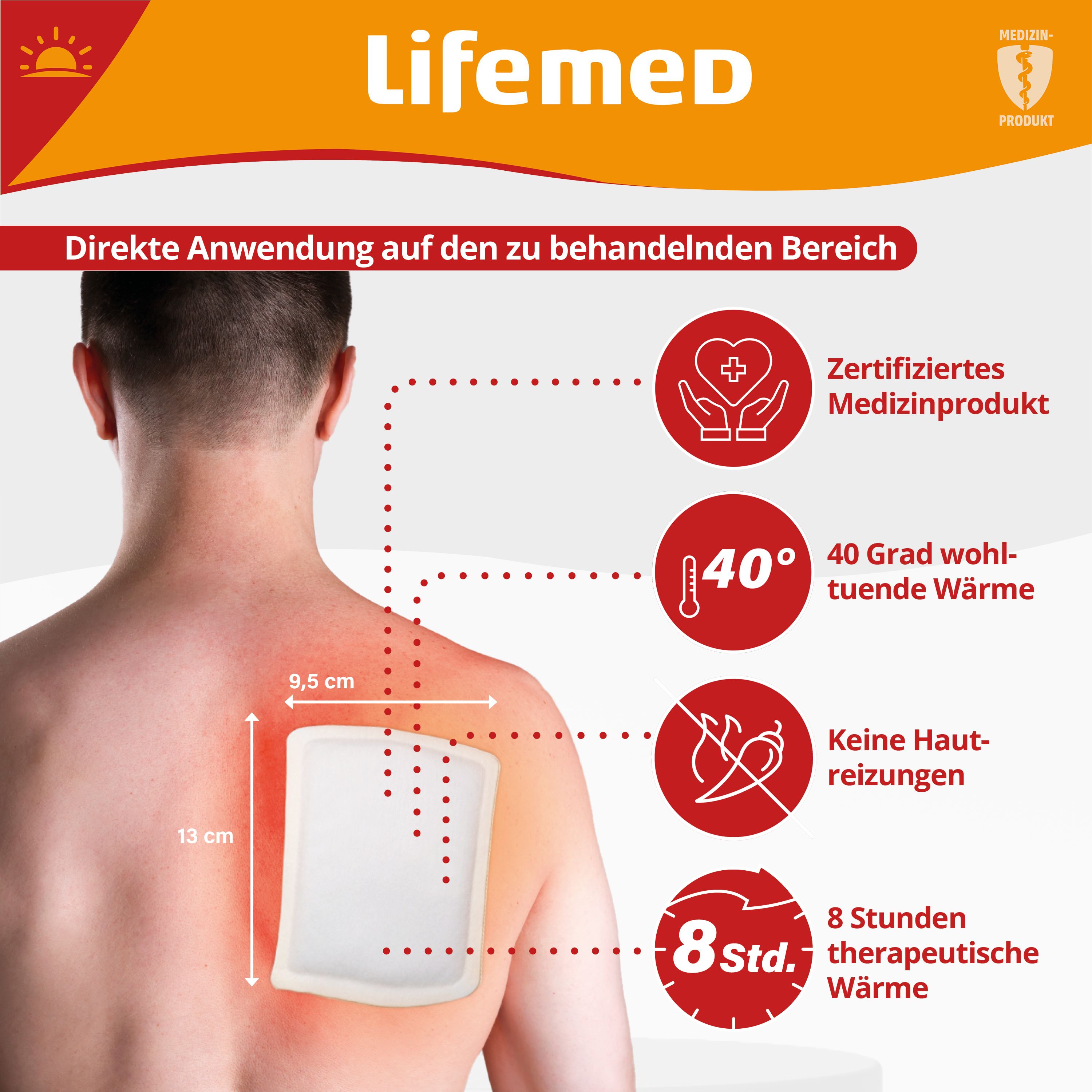 Lifemed Wärmepflaster für Rücken, Schultern und Nacken 13 x 9,5 cm