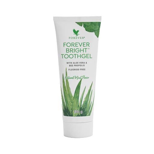 Tube "Forever Bright Toothgel" mit Aloe Vera und Bienenpropolis. Natürlicher Minzgeschmack. Fluoridfrei. 130g.