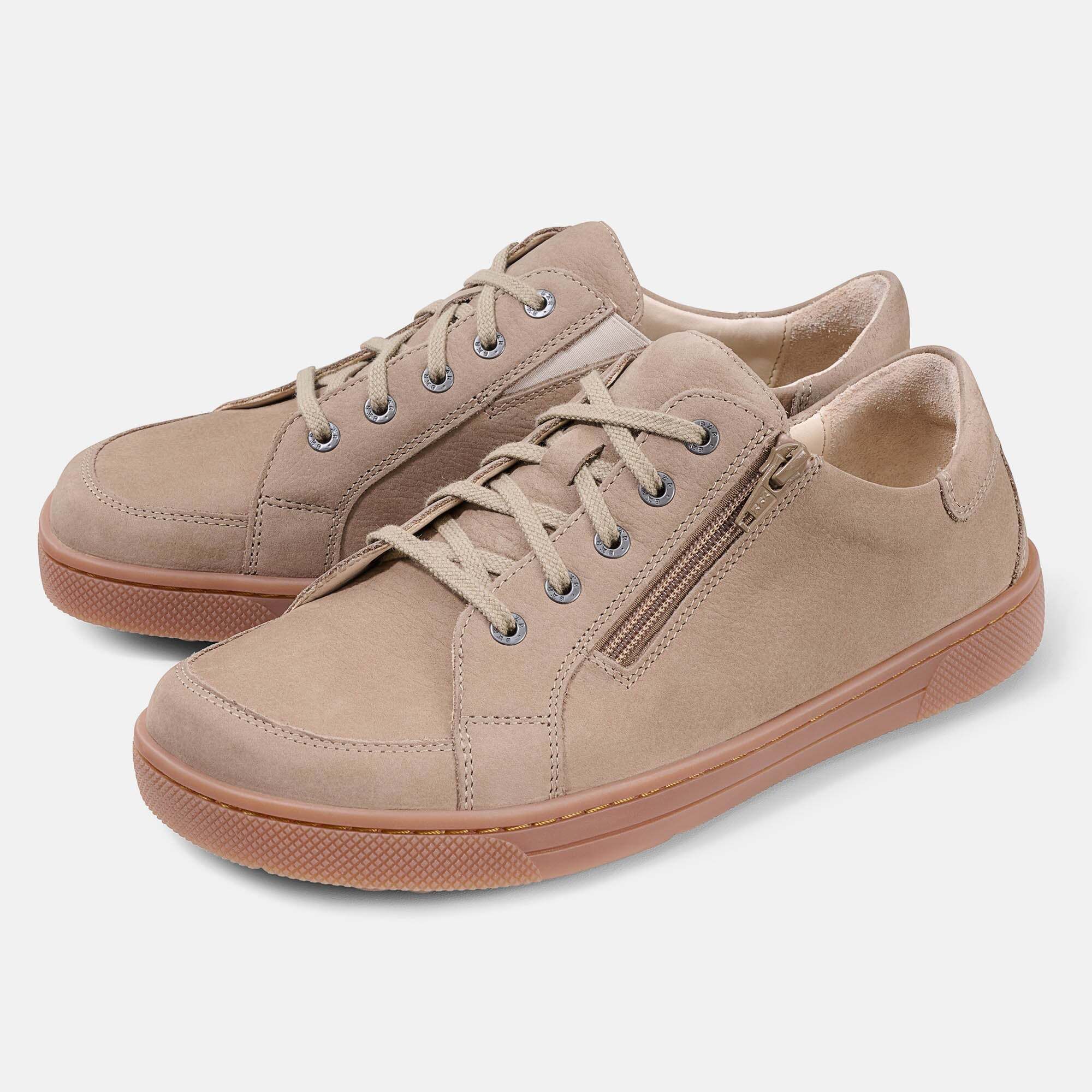 BÄR Schuhe Sven Herren: Beige Schnürer mit seitlichem Reißverschluss und breiter Passform.