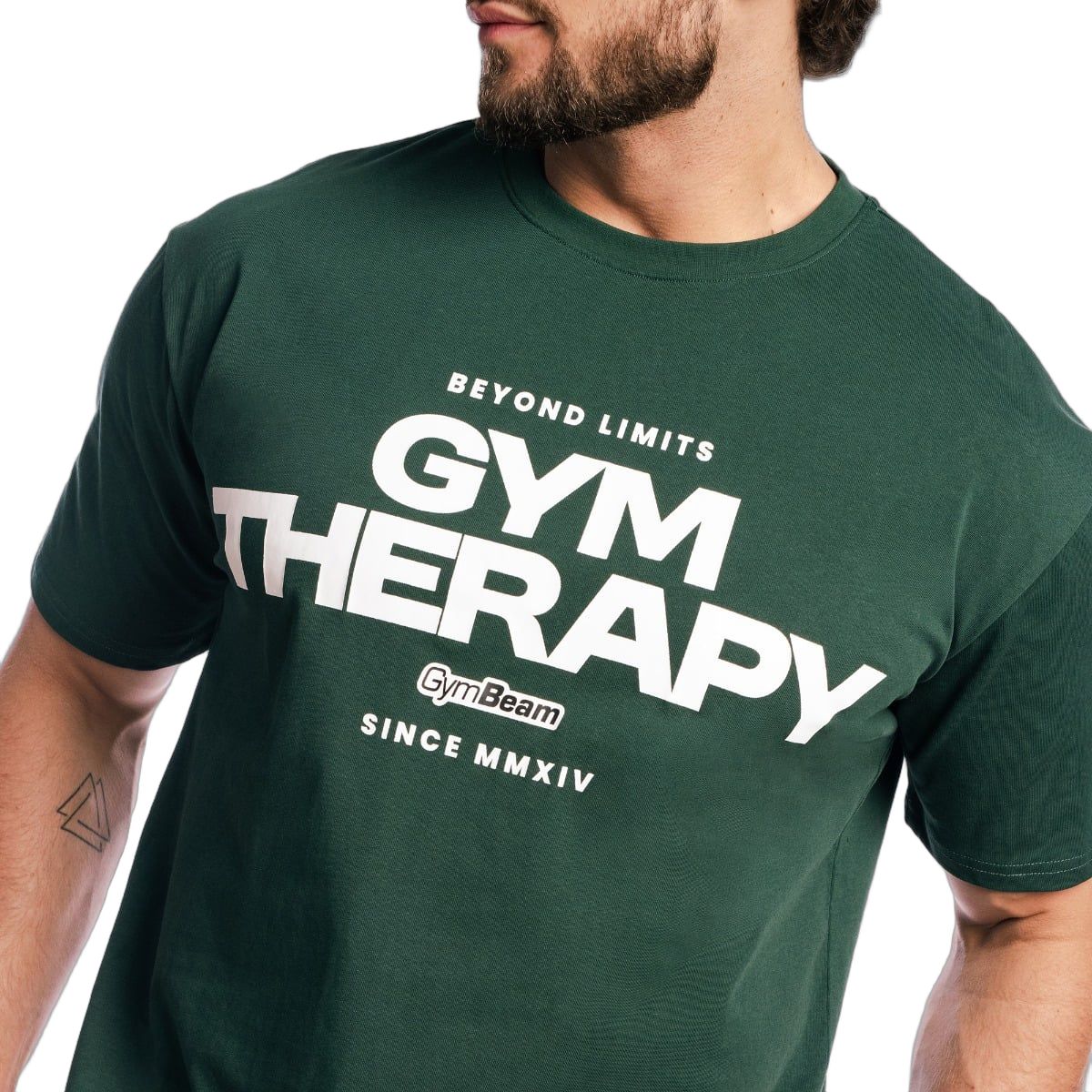 GymBeam T-Shirt Herren Gym Therapy oversized mit Kurzarm in Waldgrün