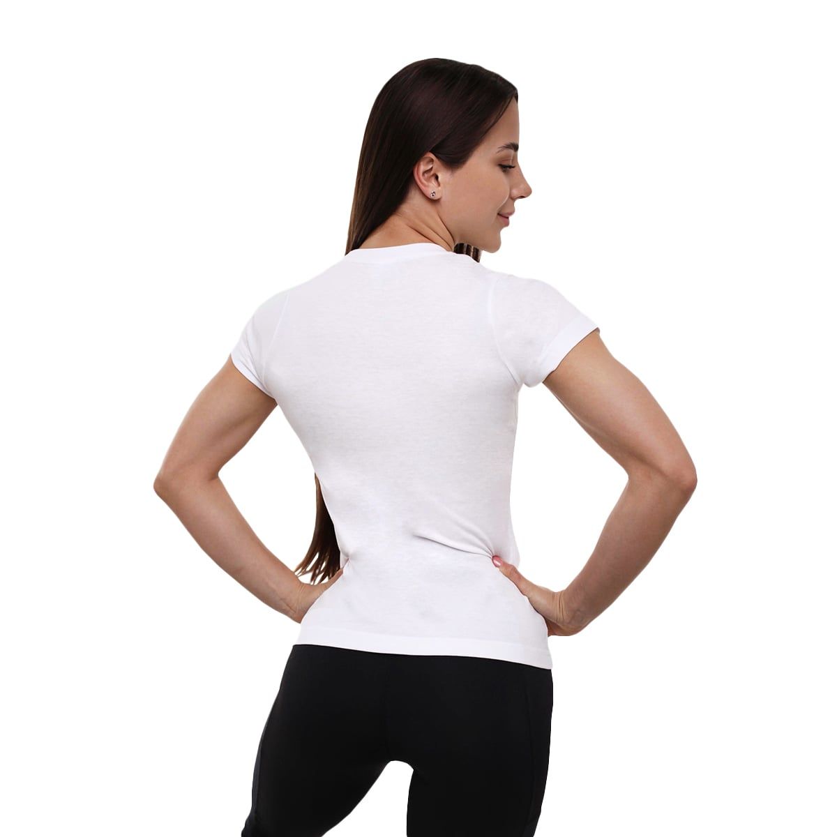 GymBeam T-Shirt Damen slim Kurzarm mit rundem Ausschnitt in Weiß