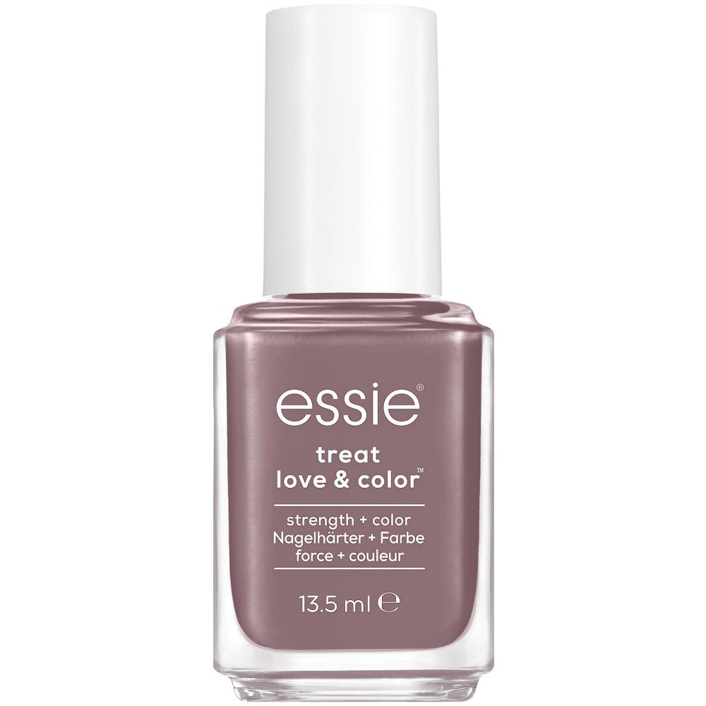Nagellackflasche mit weißem Deckel. Aufschrift: Essie Treat Love & Color, 13,5 ml.