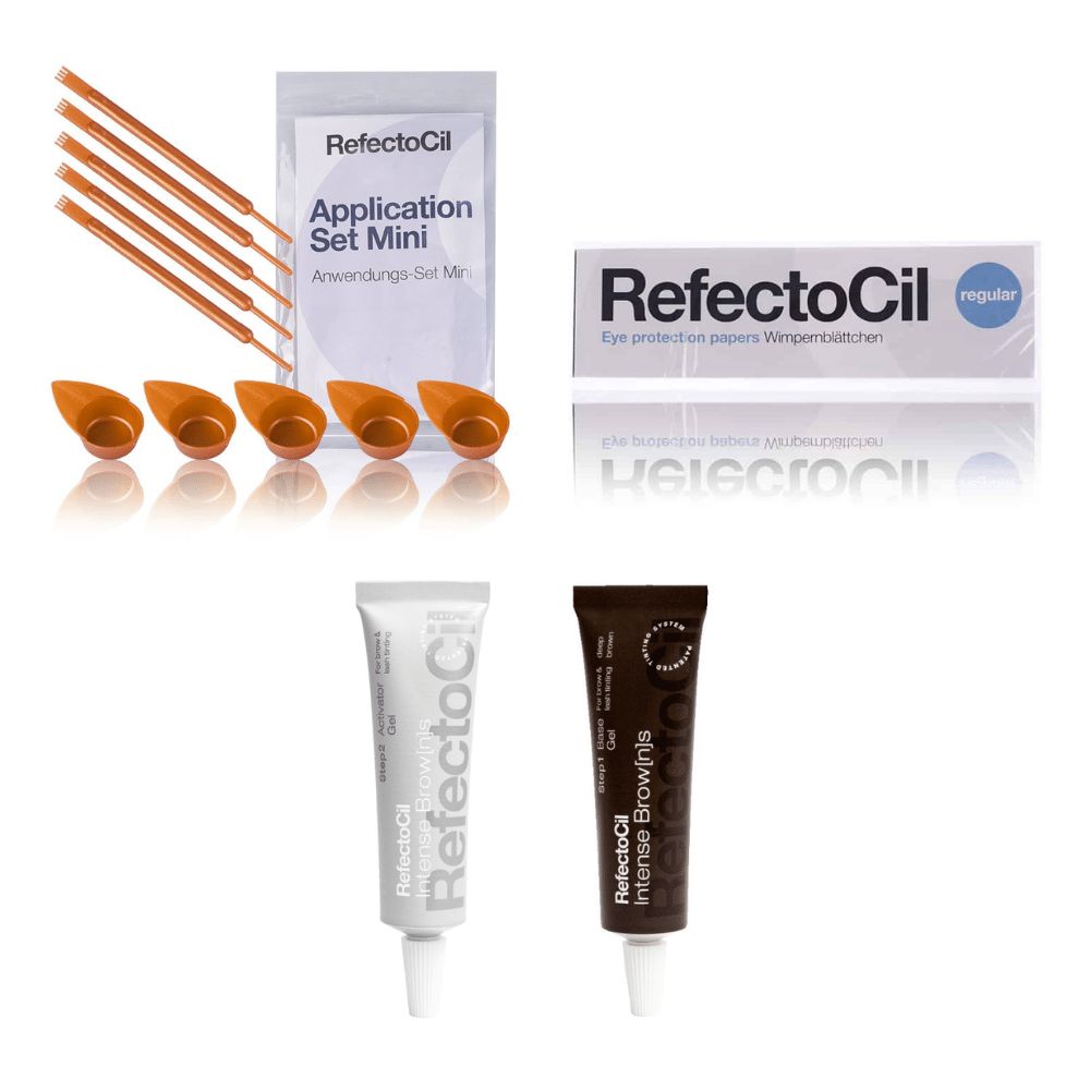 RefectoCil Base Gel Dunkelbraun & Activator Wimpernblättchen Mini-Anwendungs Set 15 ml Creme