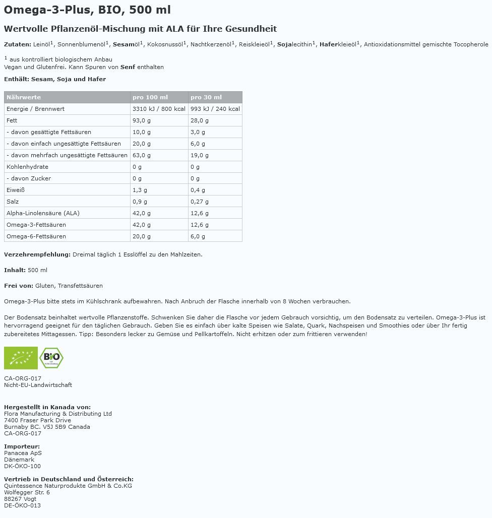 Omega-3-Plus Öl in Bioqualität von FMD