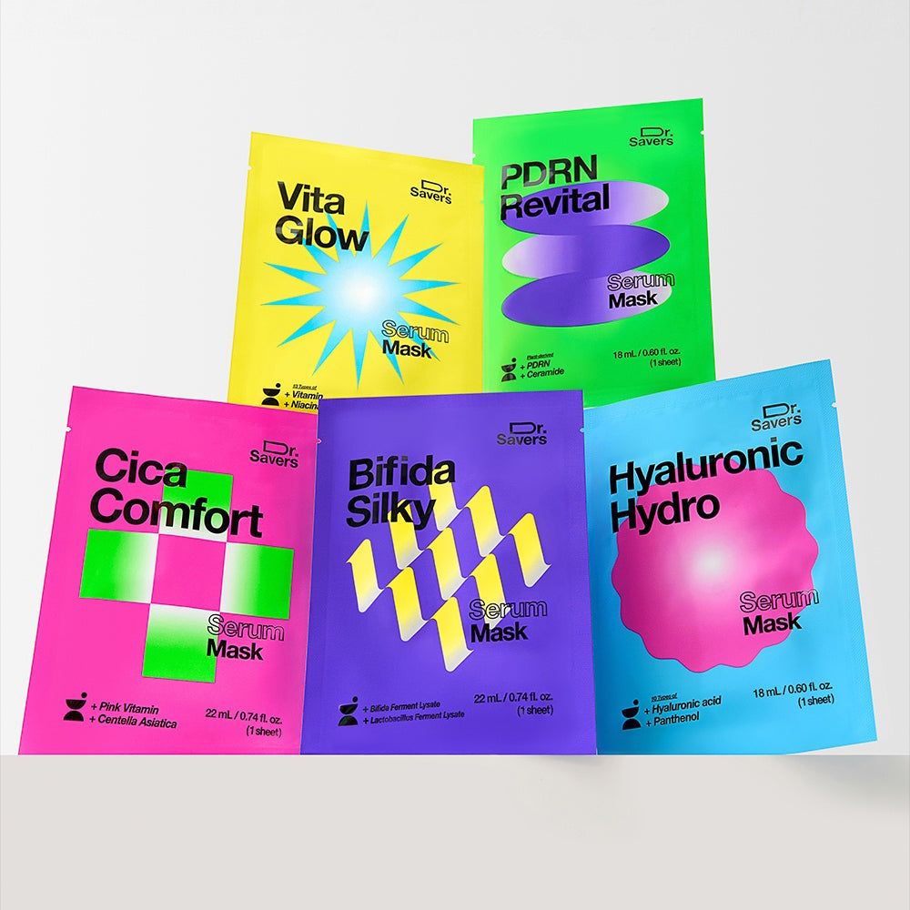Gelbe Packung mit 'Vita Glow Serum Mask' und einem strahlenden Stern-Design.