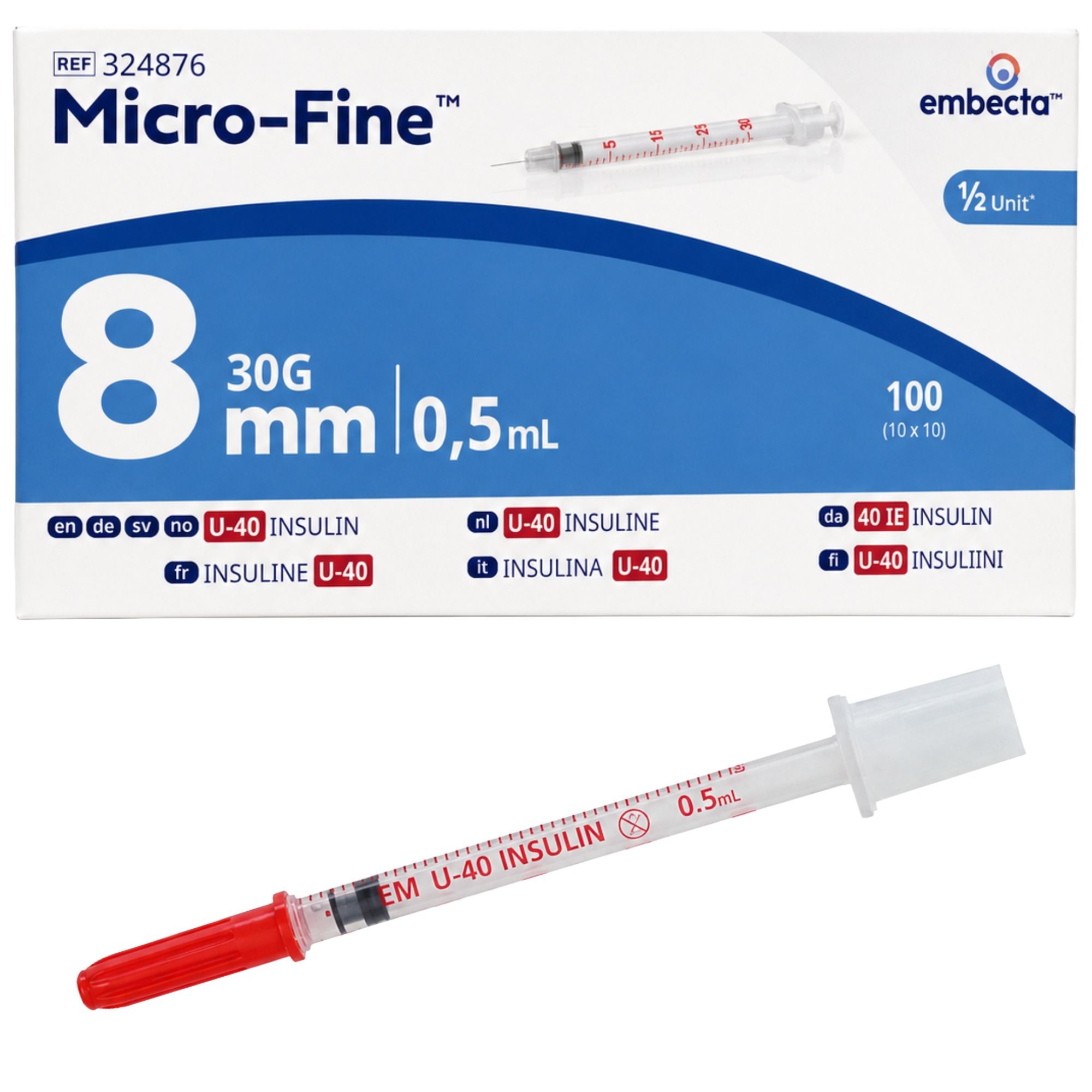 embecta Micro-Fine+ U40 Insulinspritze 0,5 ml 30G