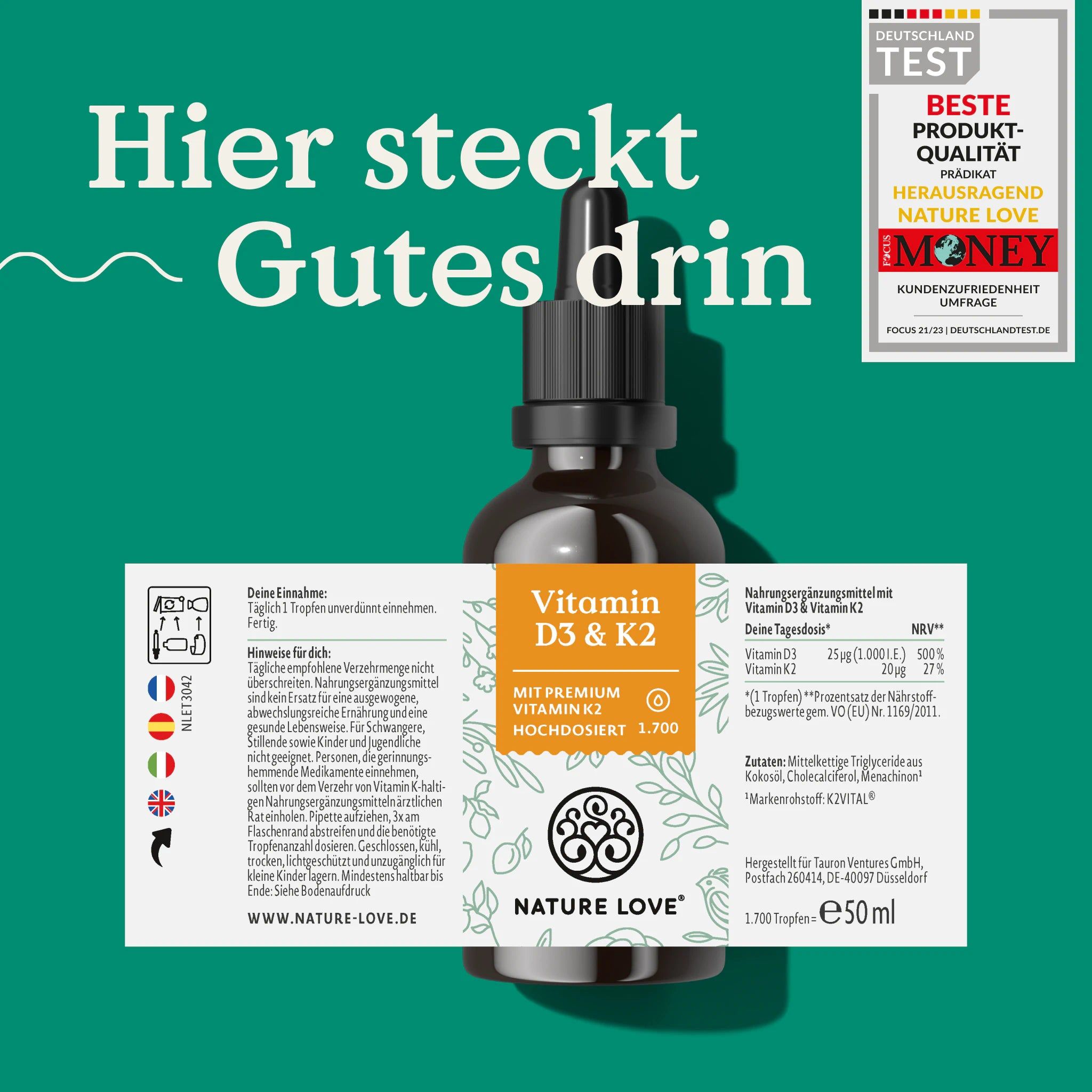 NATURE LOVE® Vitamin D3 & K2